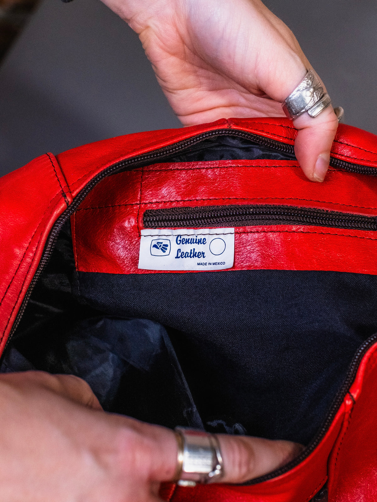 Vintage 1980s Red Leather Slouchy Hobo Shoulder Bag