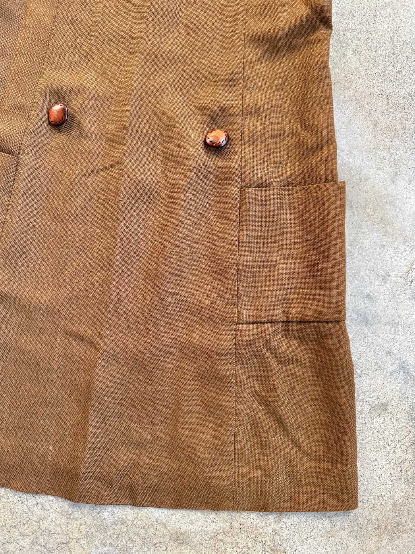 Vintage 1960s Brown Wool Sleeveless Shift Dress | M/L