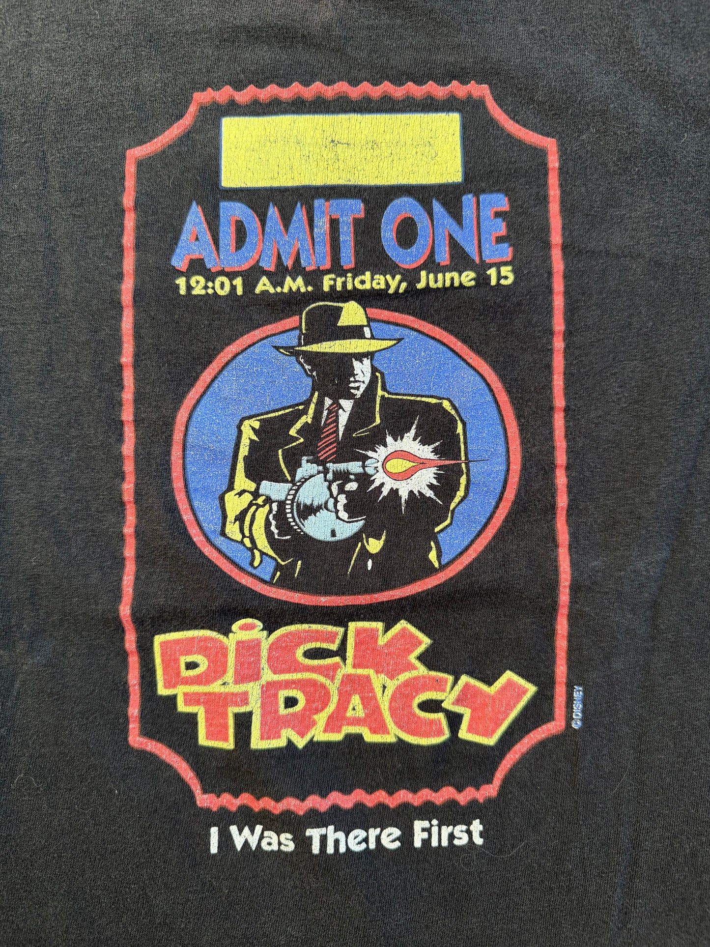 Vintage 1990s Dick Tracy "Admit One" Movie Premiere Graphic Tee | XL