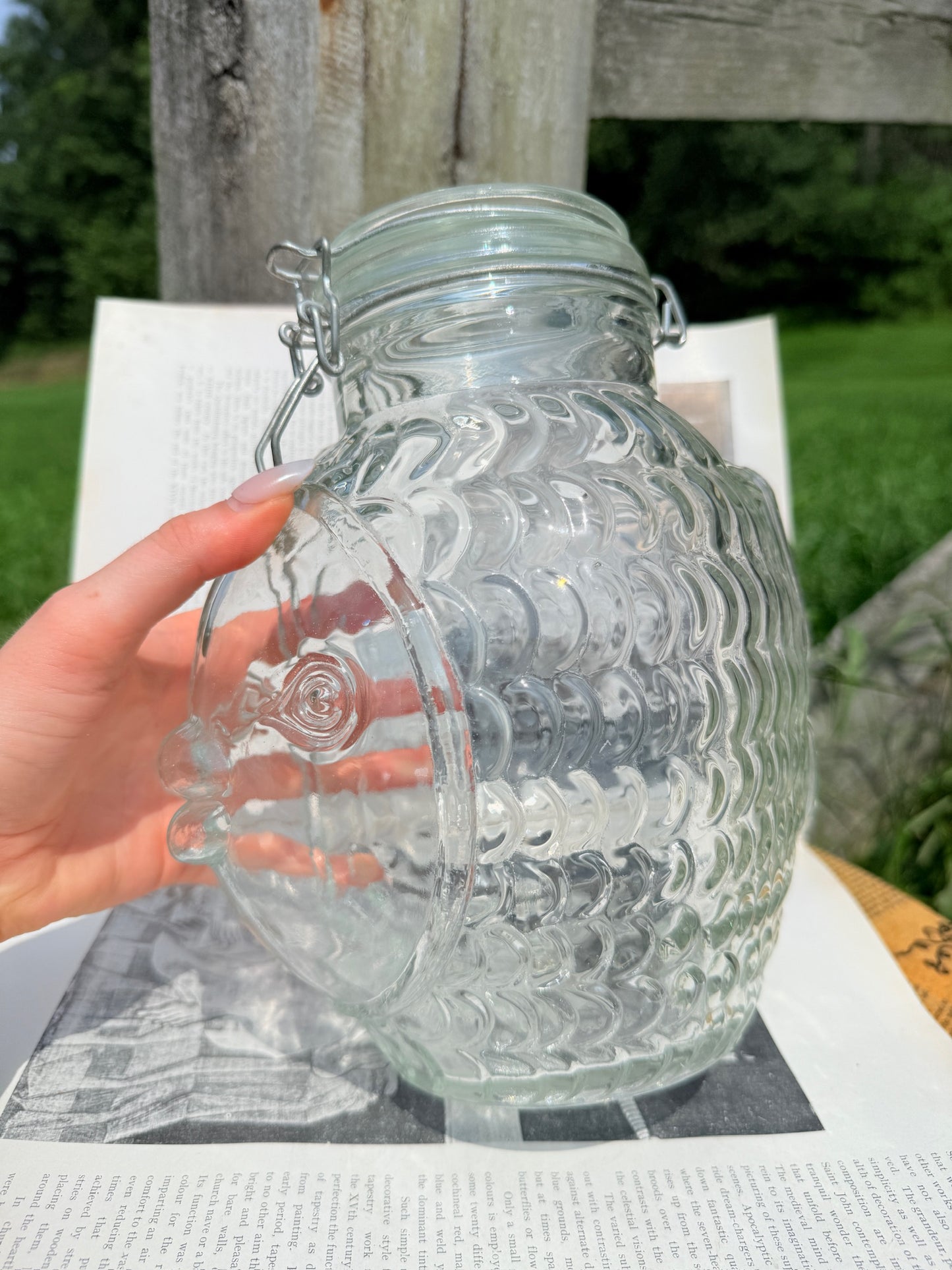 Vintage 1970s Fish Shaped Glass Canister