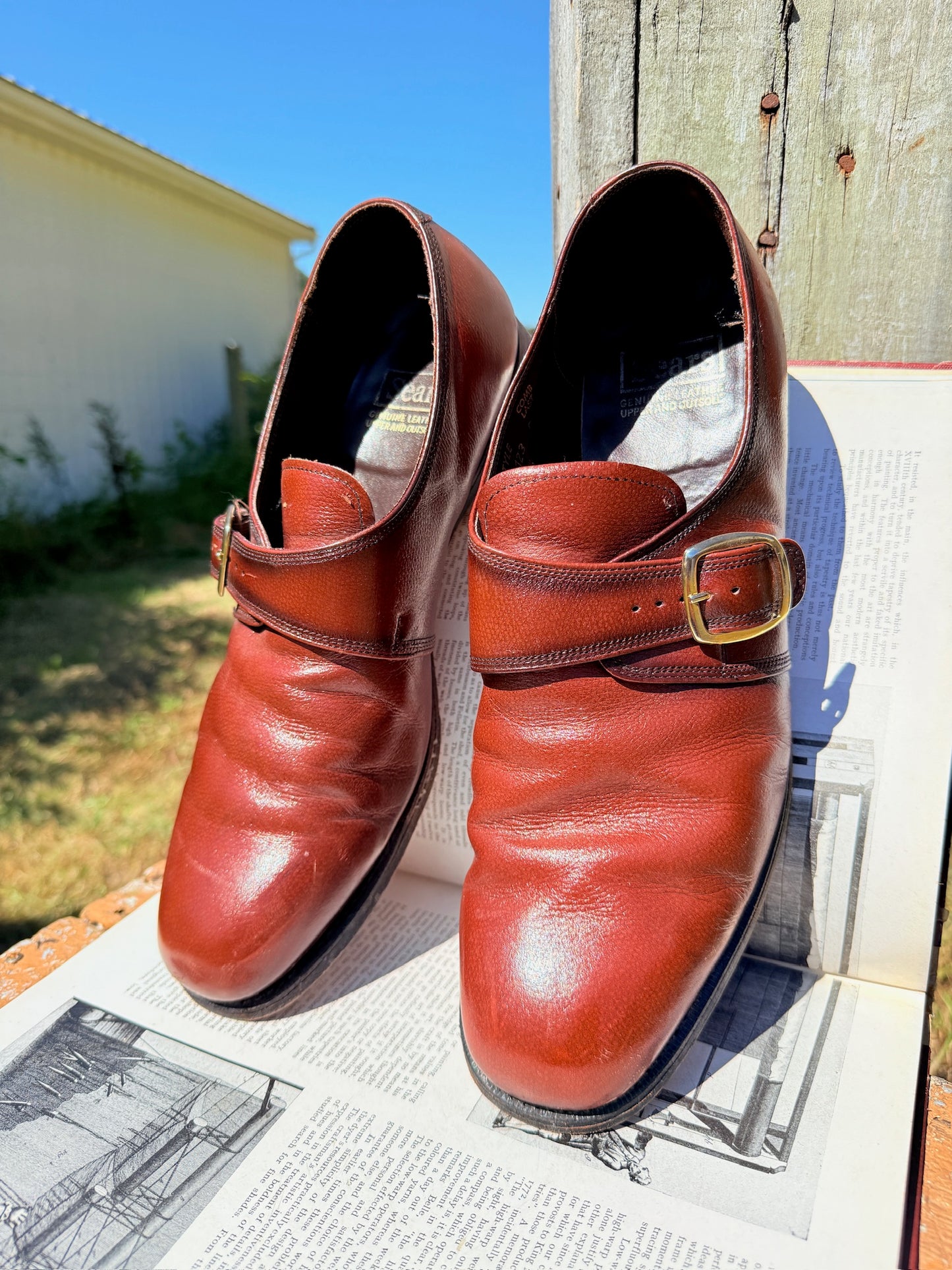 Vintage 1970s Sears Brown Leather Monk Strap Dress Shoes | Men’s 13