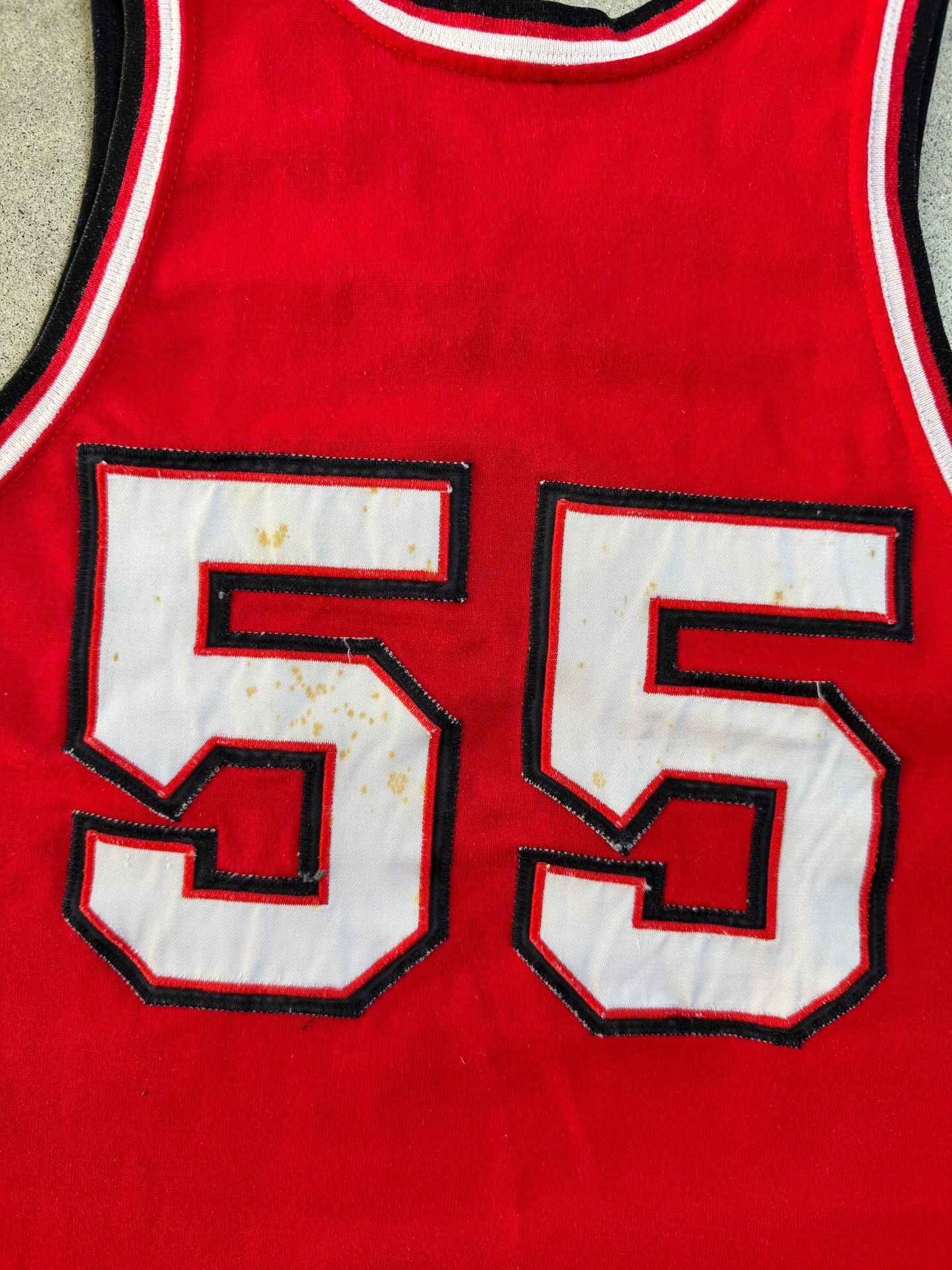 Vintage 1970s Red & Black “Skins” #55 Basketball Jersey | S/M
