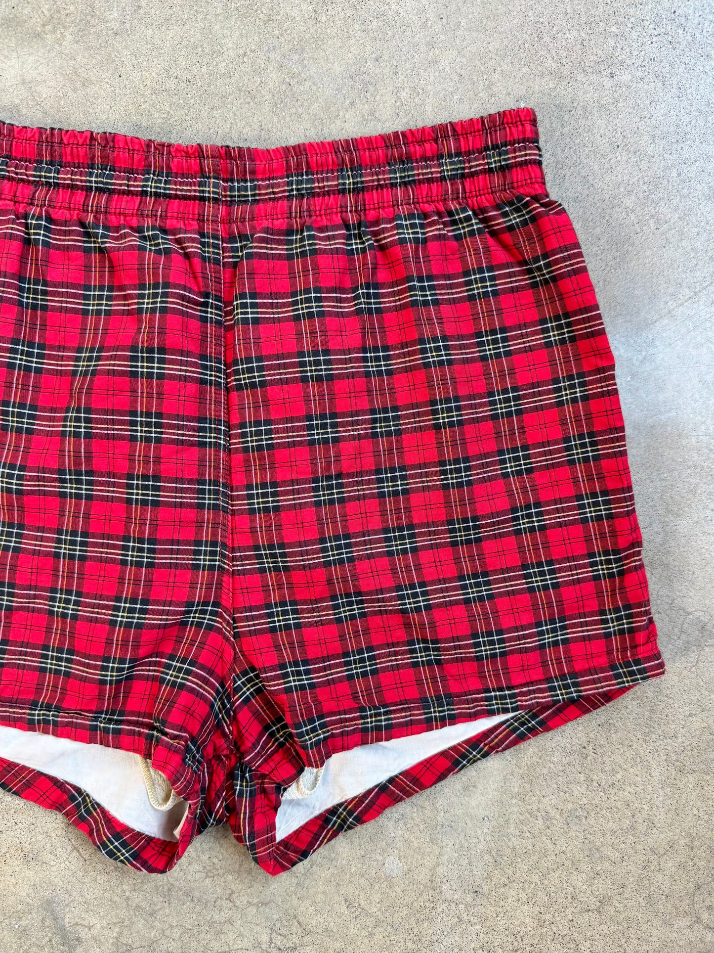 Vintage 1960s Janzten Red Plaid Swim Shorts | Medium