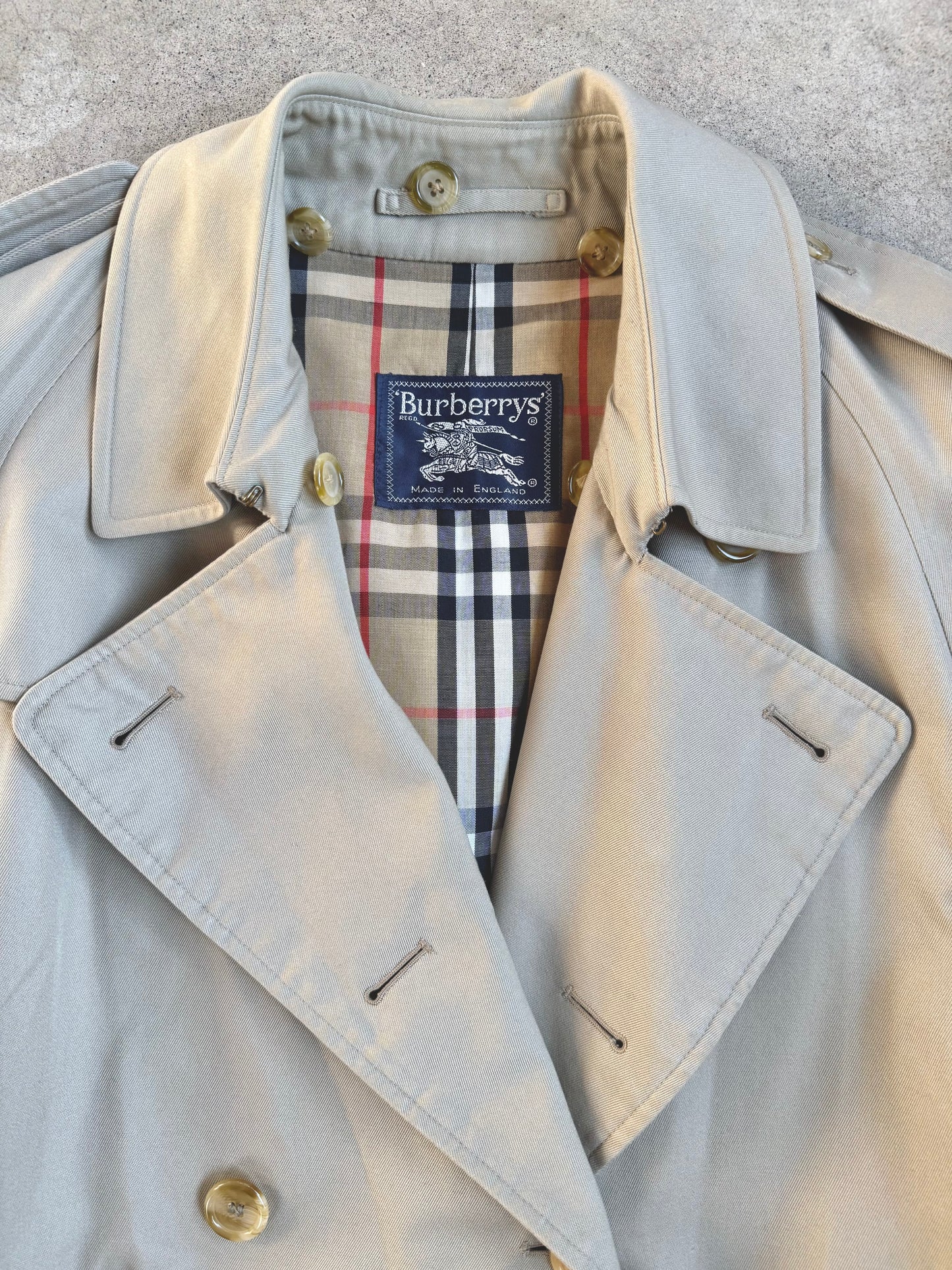 Vintage 1980s Classic Burberry’s Beige Canvas Trench Coat | L/XL