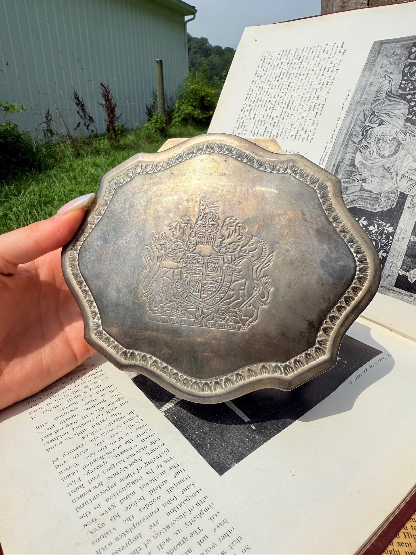 Vintage 1950s Silver-Plated Velvet Lined Trinket Box