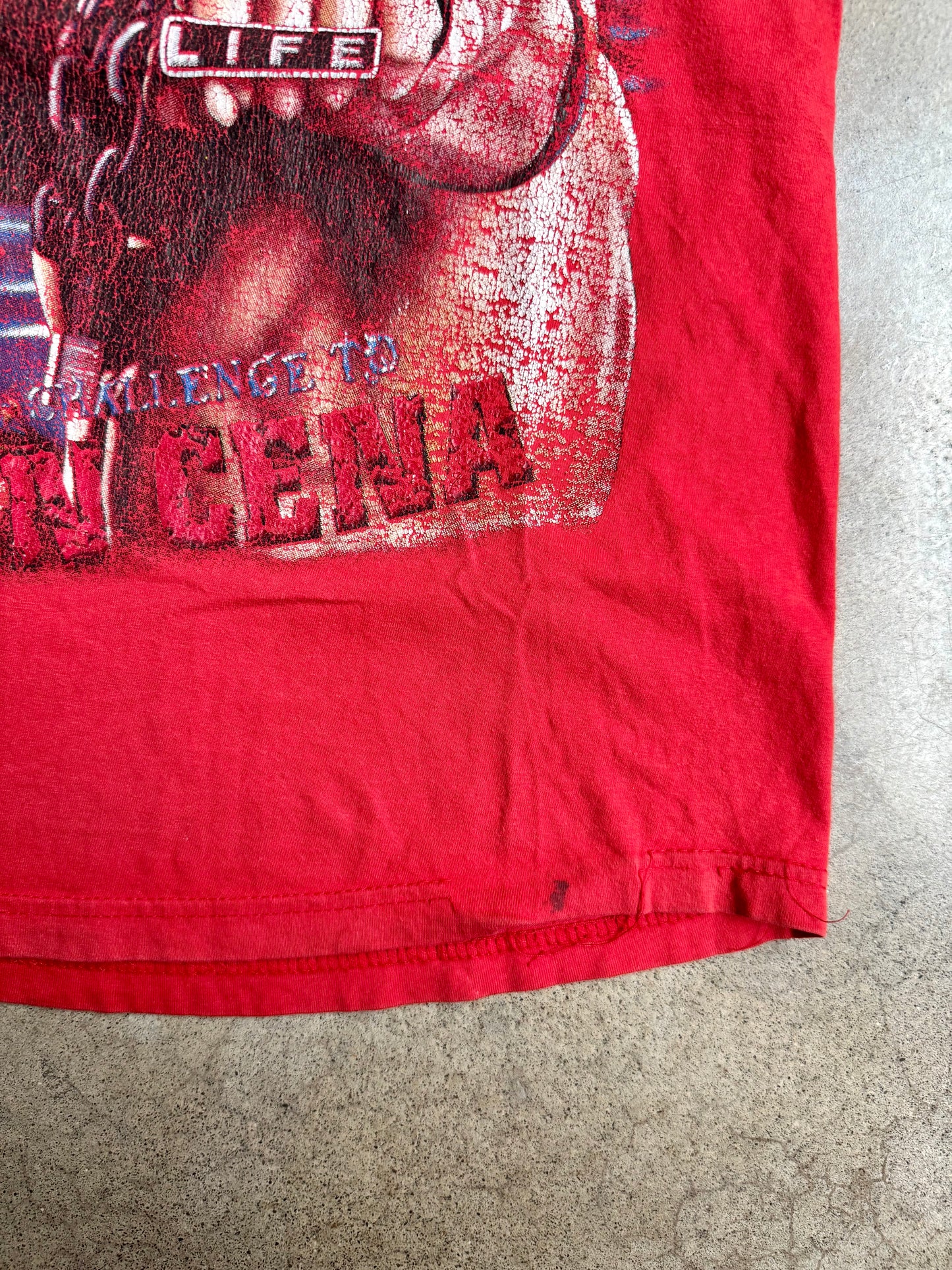 Vintage 2000s John Cena “Word Life” Red Graphic Tee | Youth XL