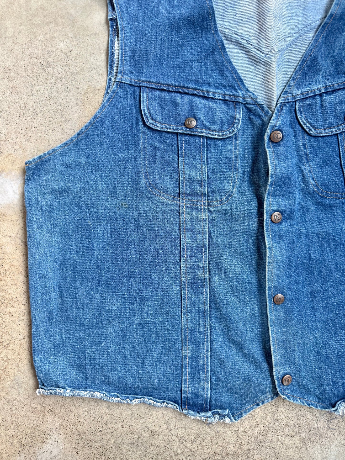 Vintage 1970s Dee Cee Western Denim Vest | 3XL