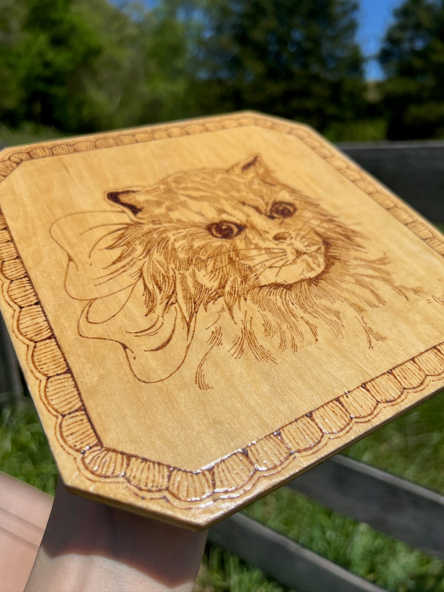Vintage 1960s Pyrography "Jiggs" Cat Wall Artwork