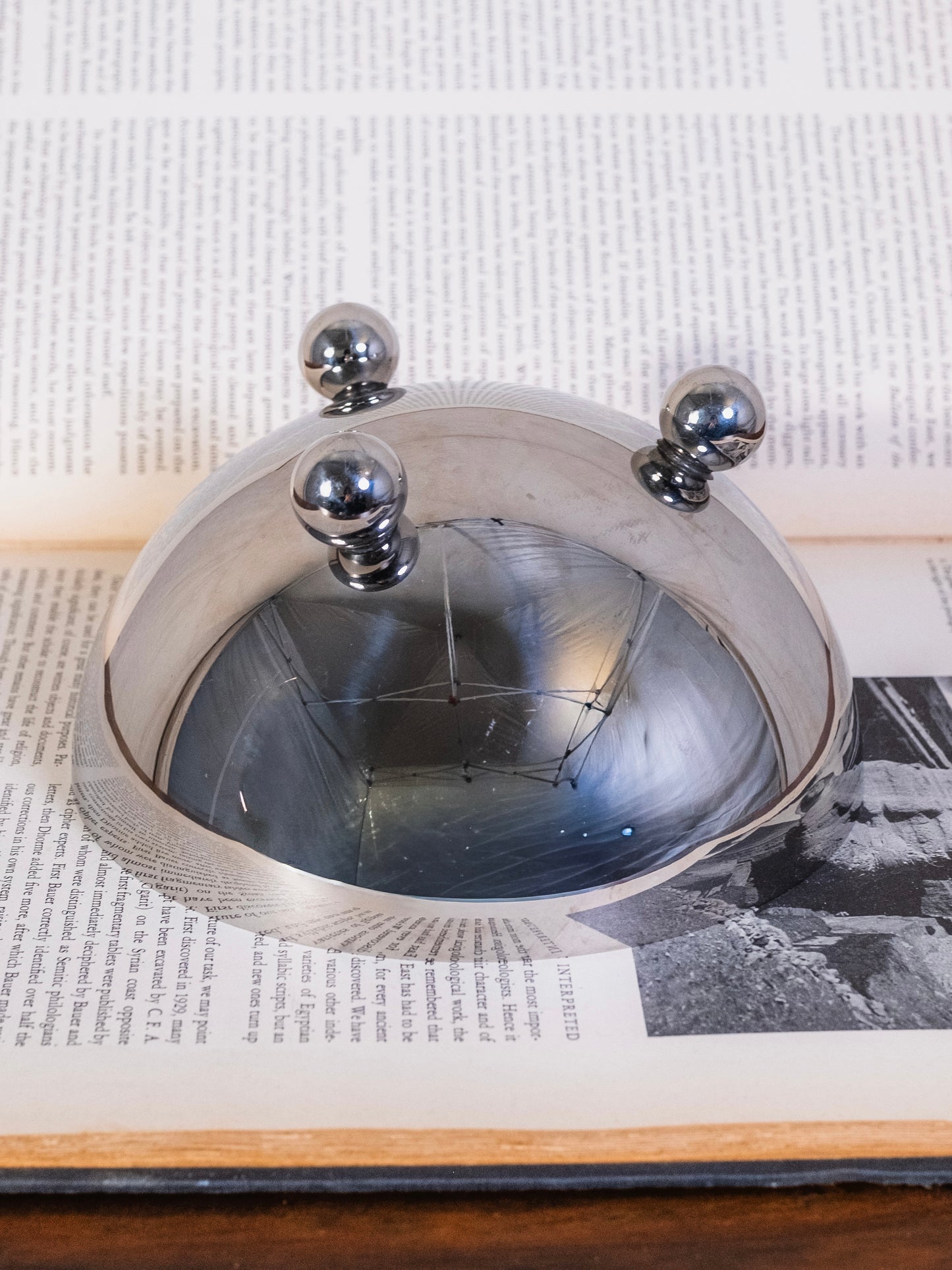 Vintage 1950s Metal Danish MCM Style 3-Legged Bowl