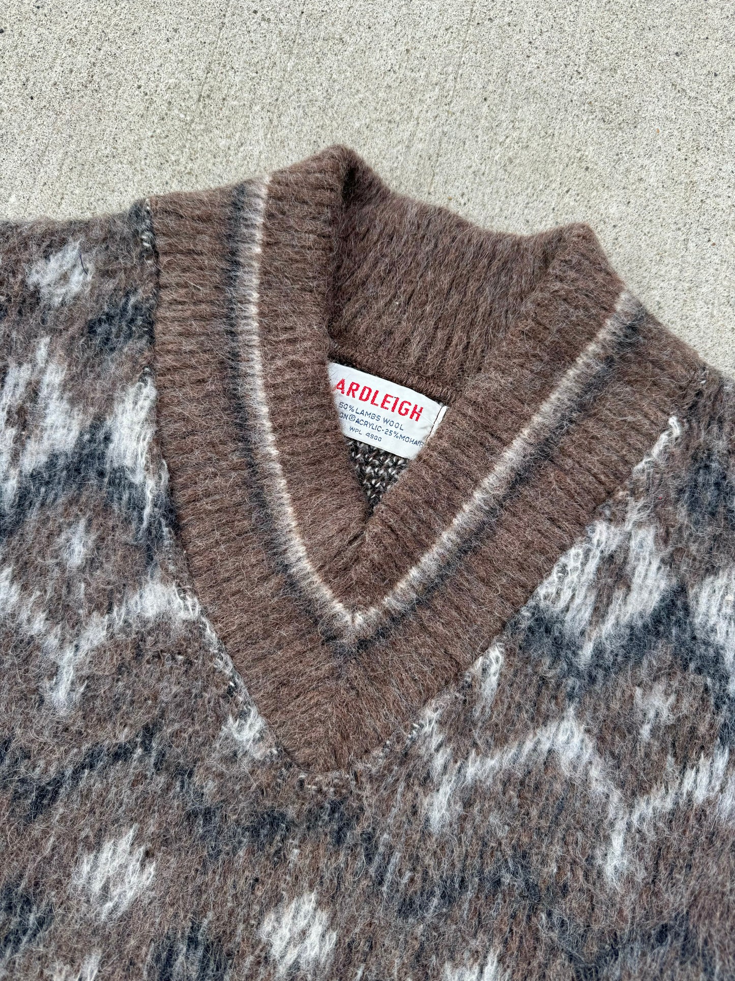 Vintage 1960s Ardleigh Mohair Wool V-Neck Sweater | M/L