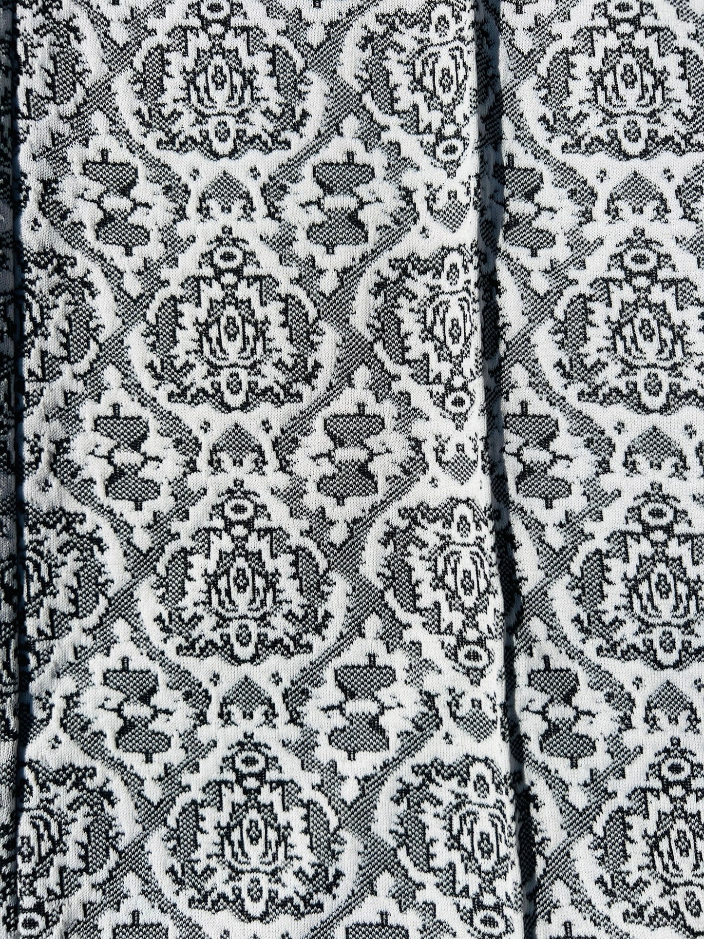 Vintage 1960s Black & White Damask Wide Leg Pants | Large