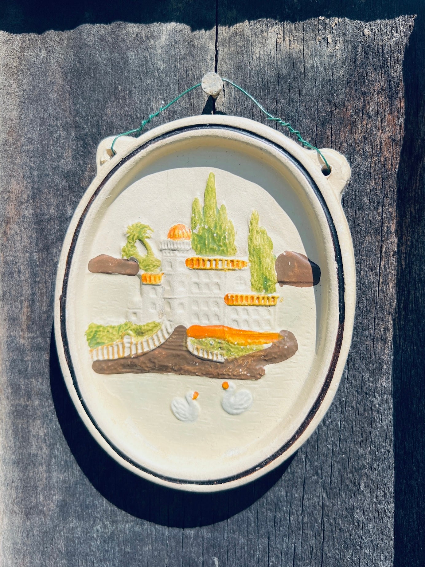 Vintage 1960s Ceramic German Countryside Wall Hangings | Set of 2