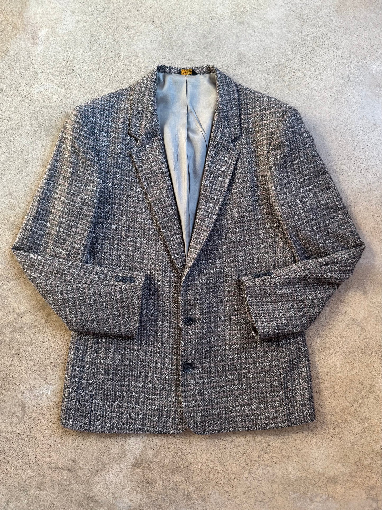 Vintage 1980s Public Notices Grey Wool Tweed Sport Coat | 40