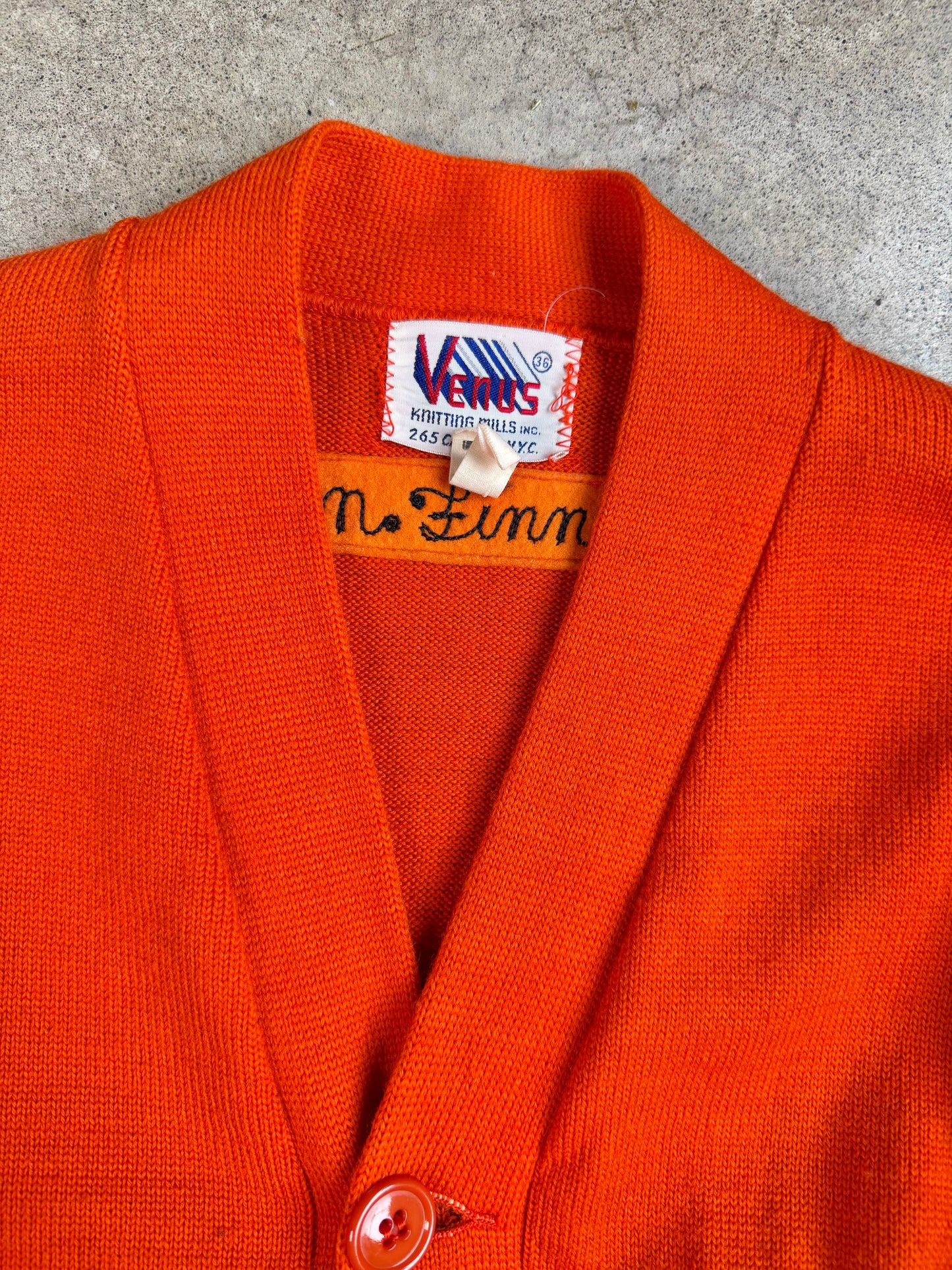 Vintage 1950s Orange High School Football Varsity Cardigan | XS/S