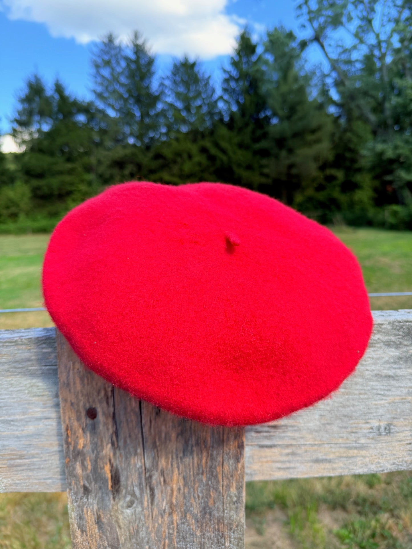 Vintage “Meet Me in Paris” Courvoisier Red Wool Beret