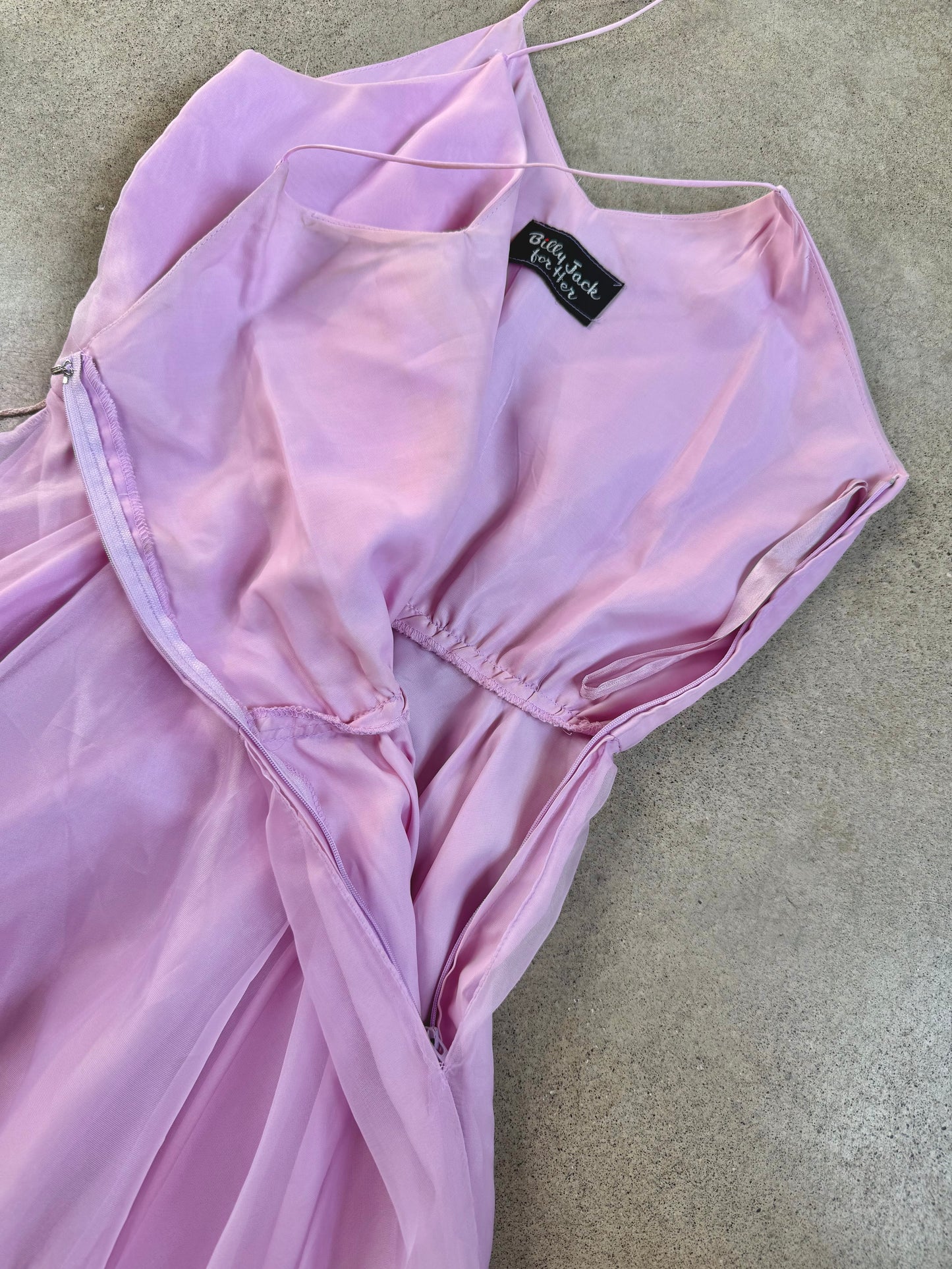 Vintage 1960s Billy Jack Mauve Chiffon Fairy-Style Dress w/ Cape | XS