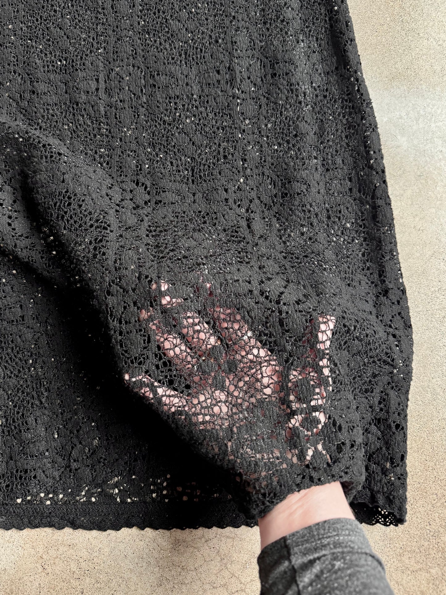 Vintage 1990s Black Crochet Lace Sleeveless Dress | Medium