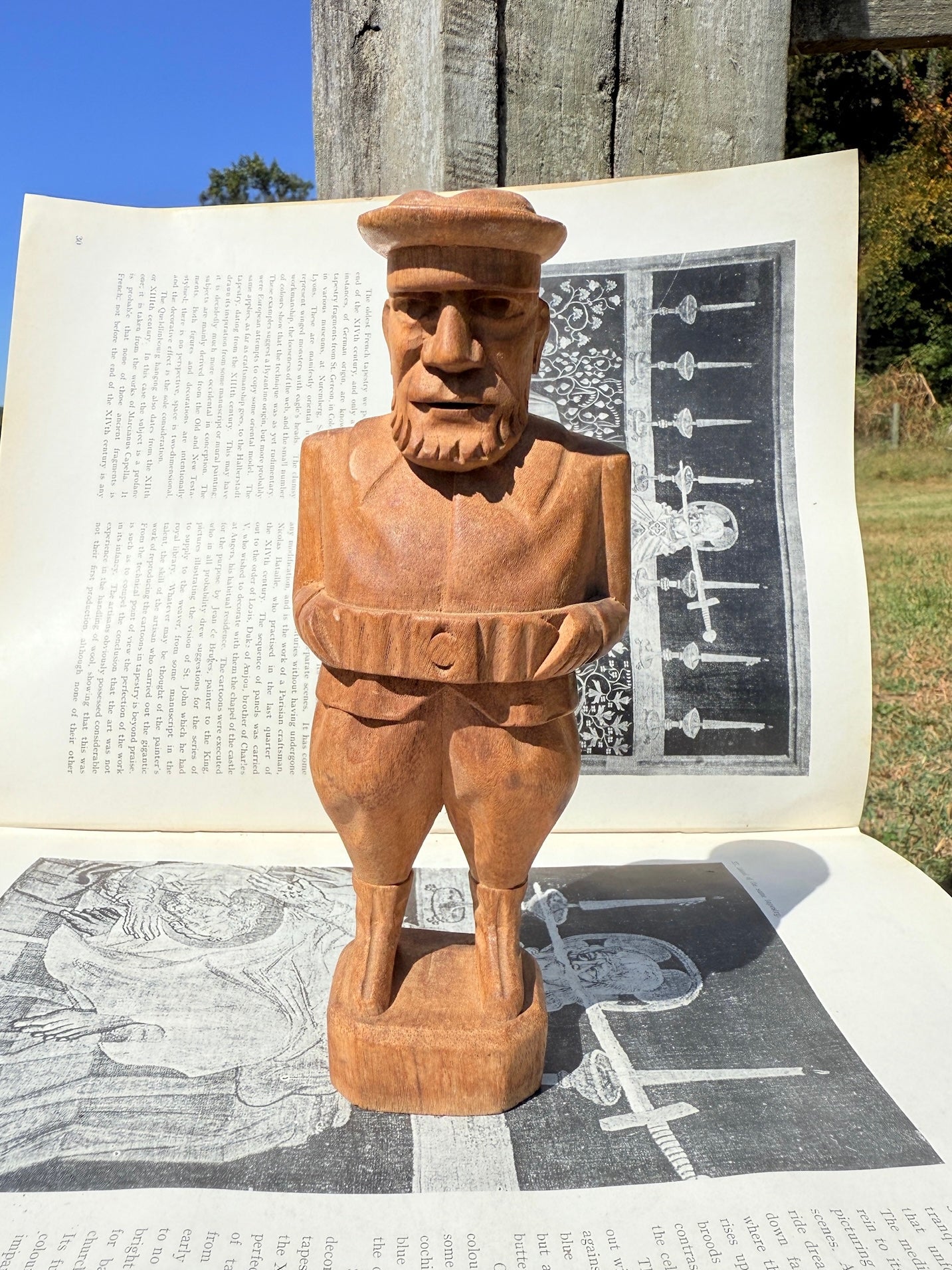 Vintage 1950s Wood Carved Sailor Man Statue
