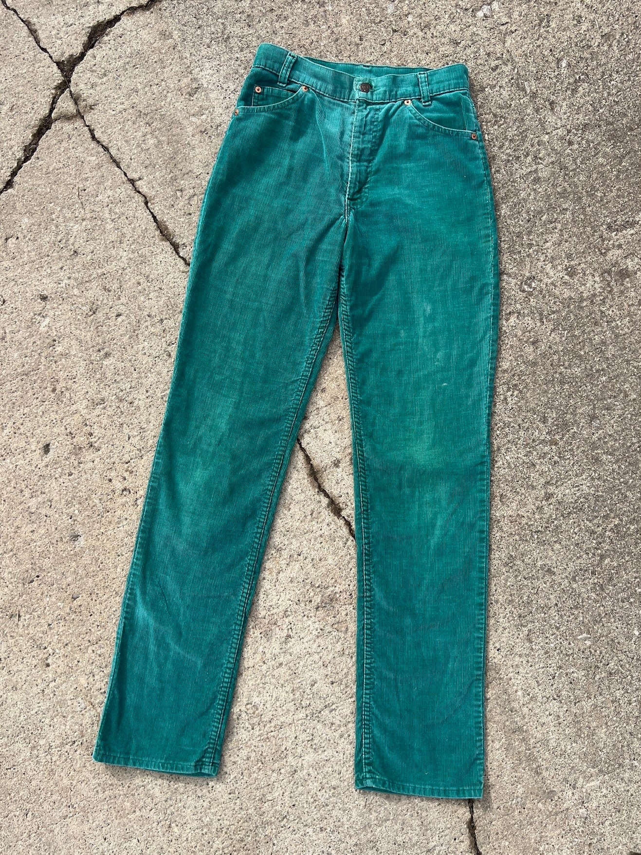 Vintage Rare Levi's "Cowgirl’s Favorite Garment" Green Corduroy Pants | Waist 27”