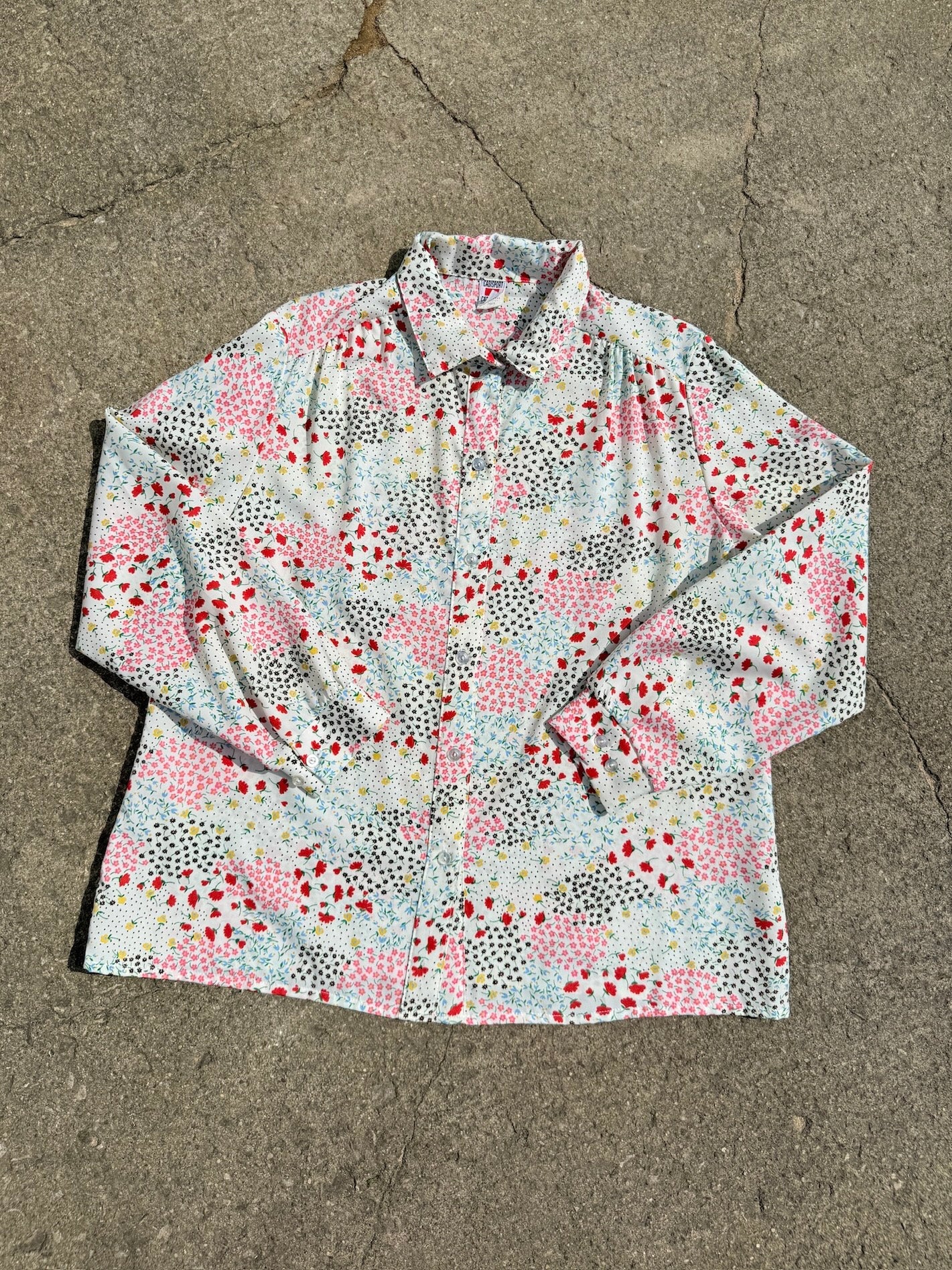 80's Cadisport Brand Floral Blouse | L