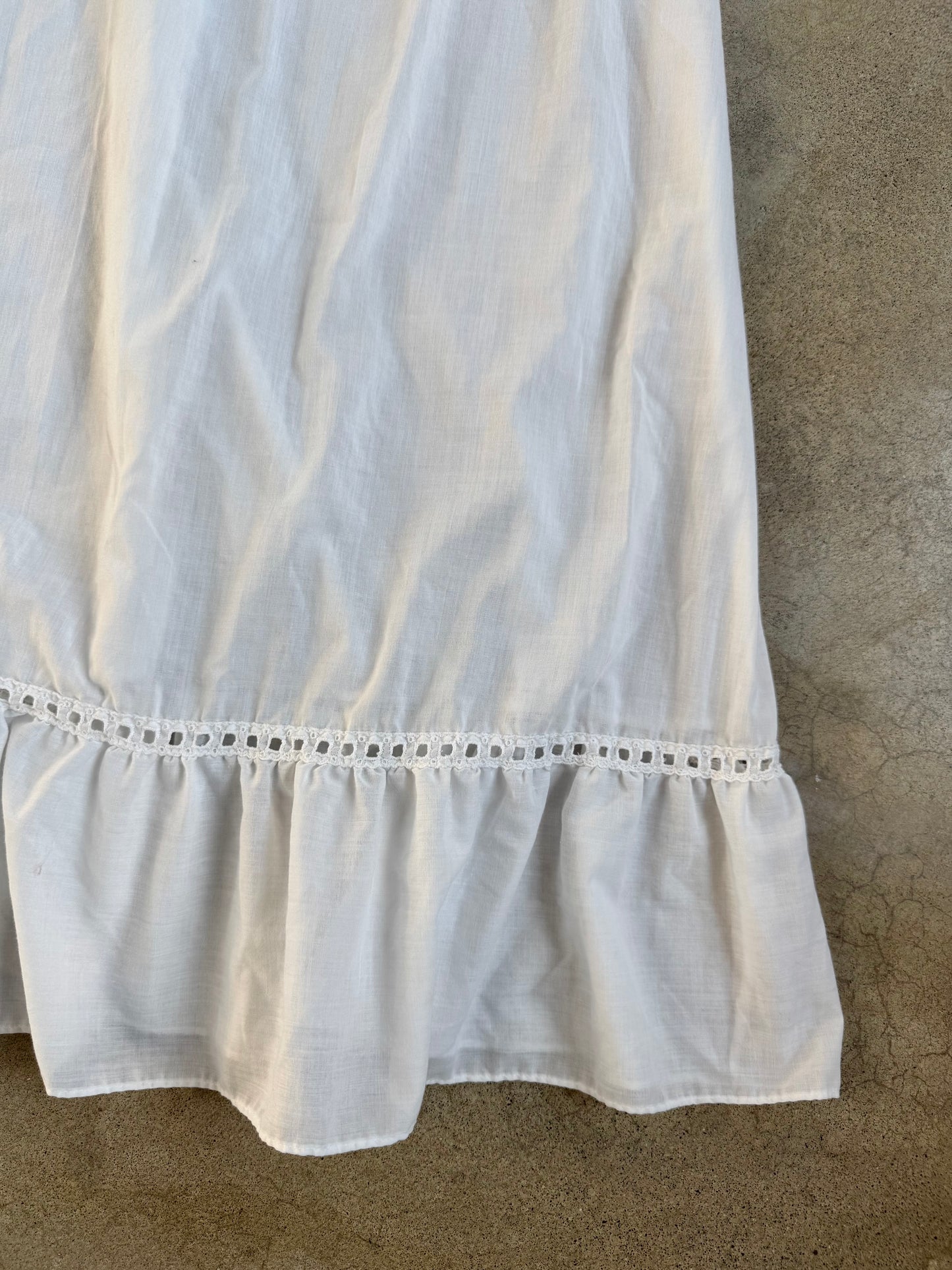 Vintage 1970s Formfit-Rogers White Cotton Eyelet Maxi Slip Dress | XS