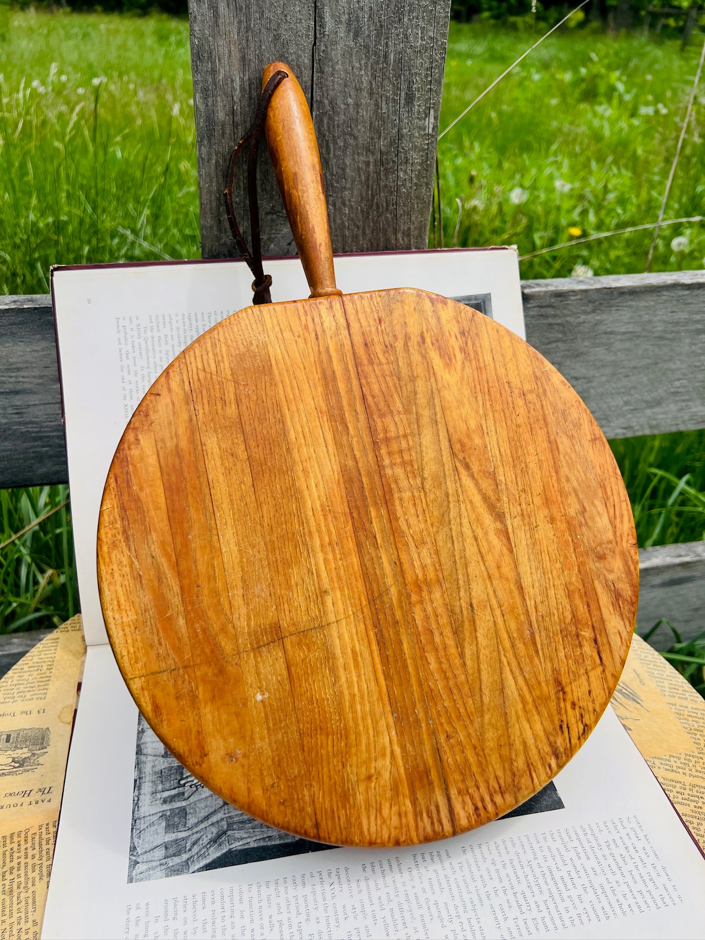 Vintage 1950s Nevco Round Wooden Cutting Board