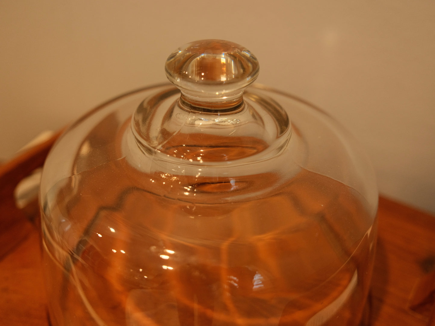 Vintage Danish Teakwood Cheese Board & Glass Dome
