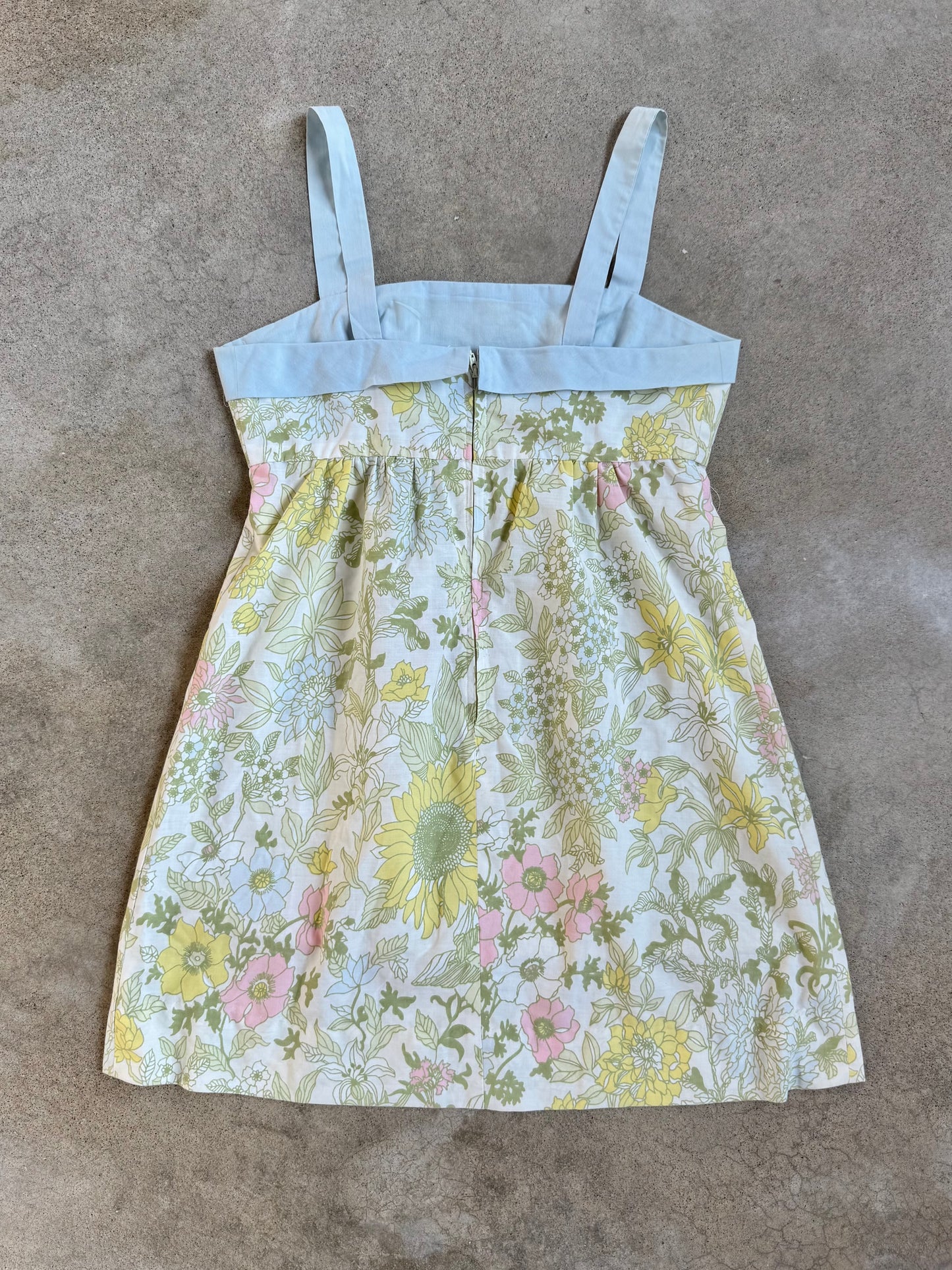 Vintage 1970s Handmade Floral Babydoll Mini Dress | S/M