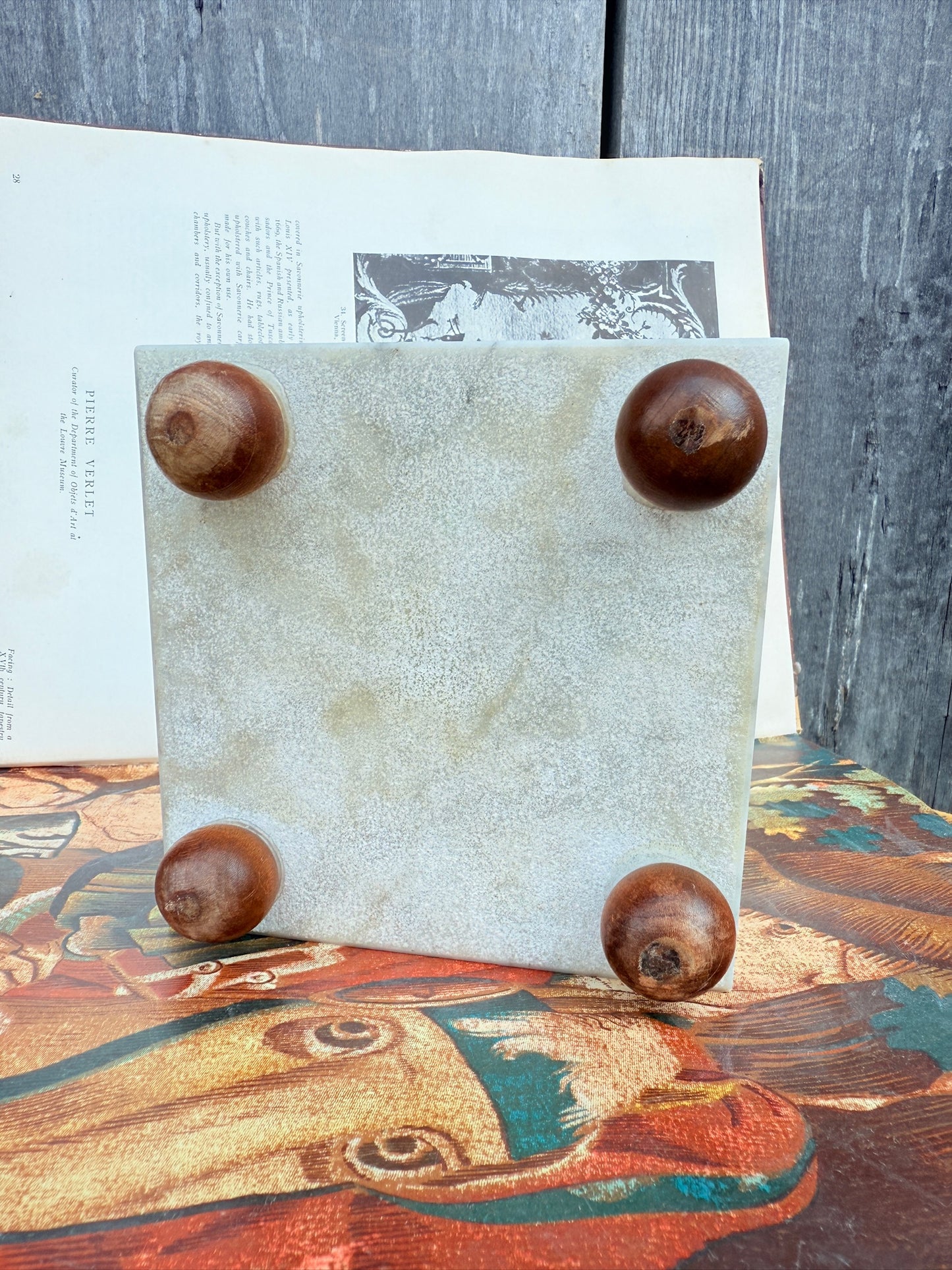 Vintage 1980s Square Carrara Marble Cheese Block