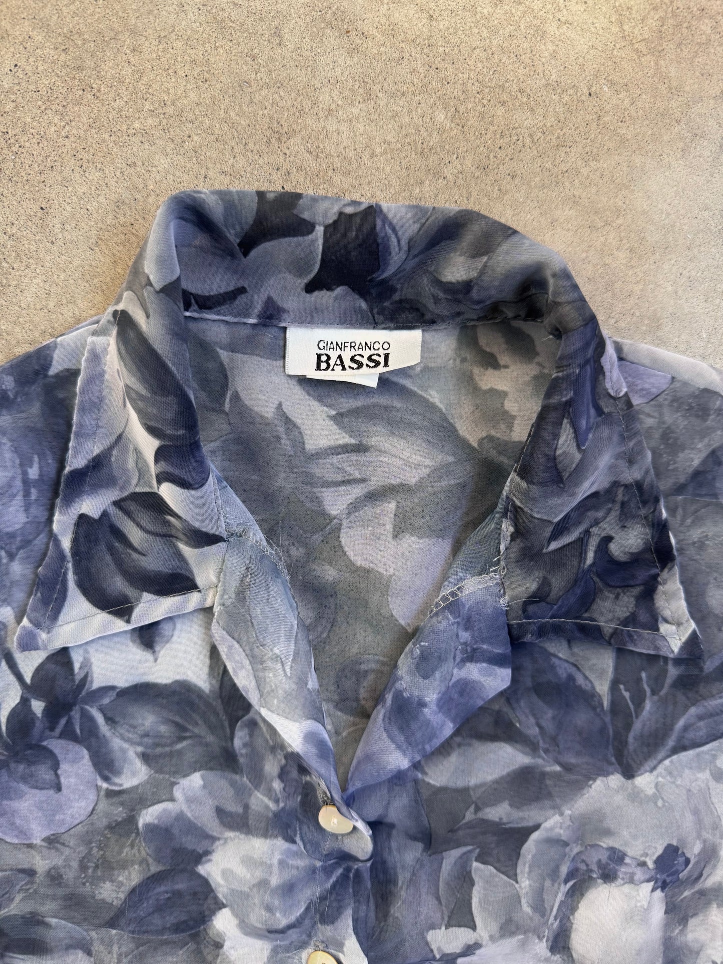 Vintage 1990s Gianfranco Bassi Sheer Floral Blouse | Medium
