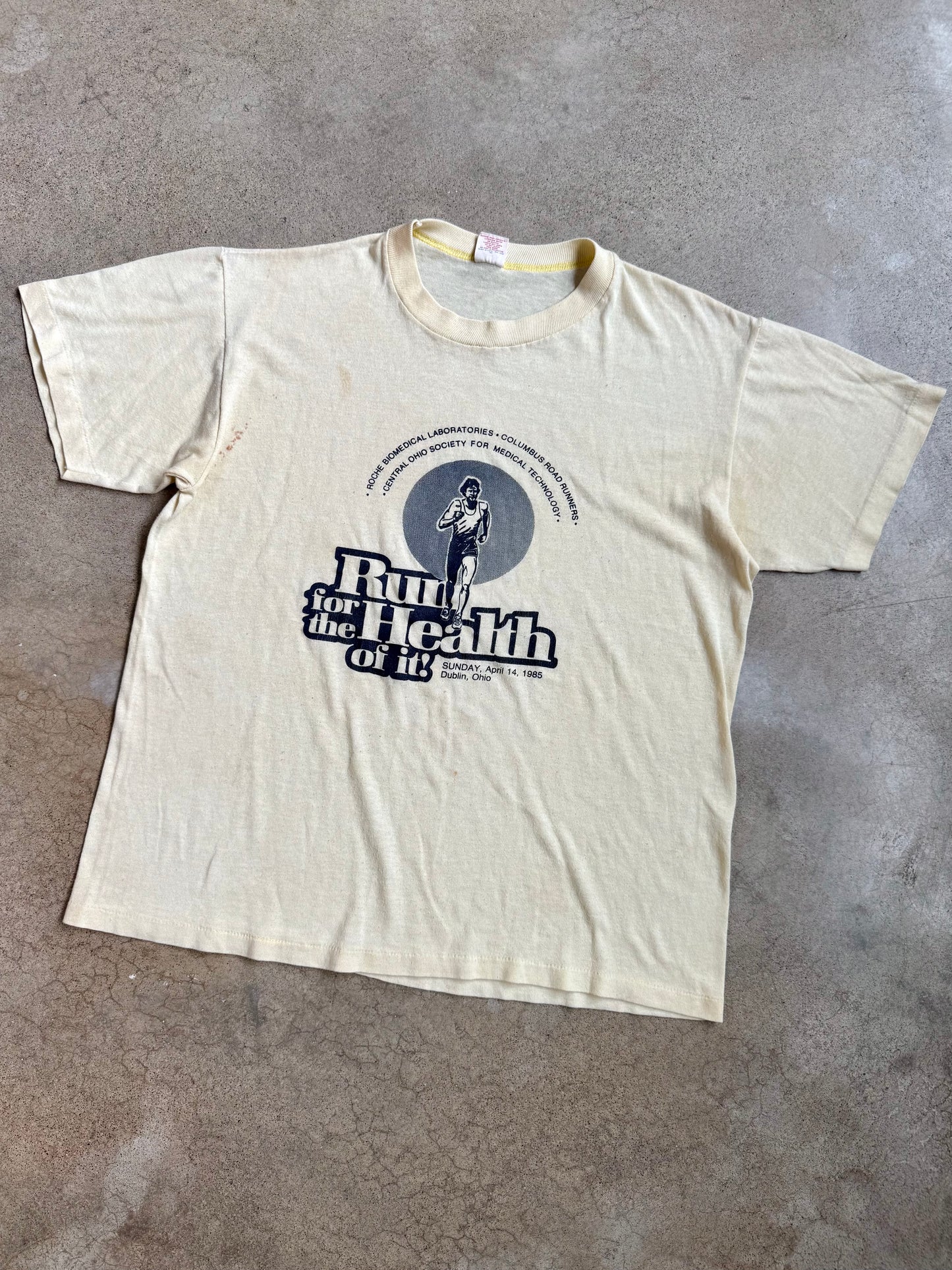 Vintage 1980s Run for Health Graphic Tee | Large
