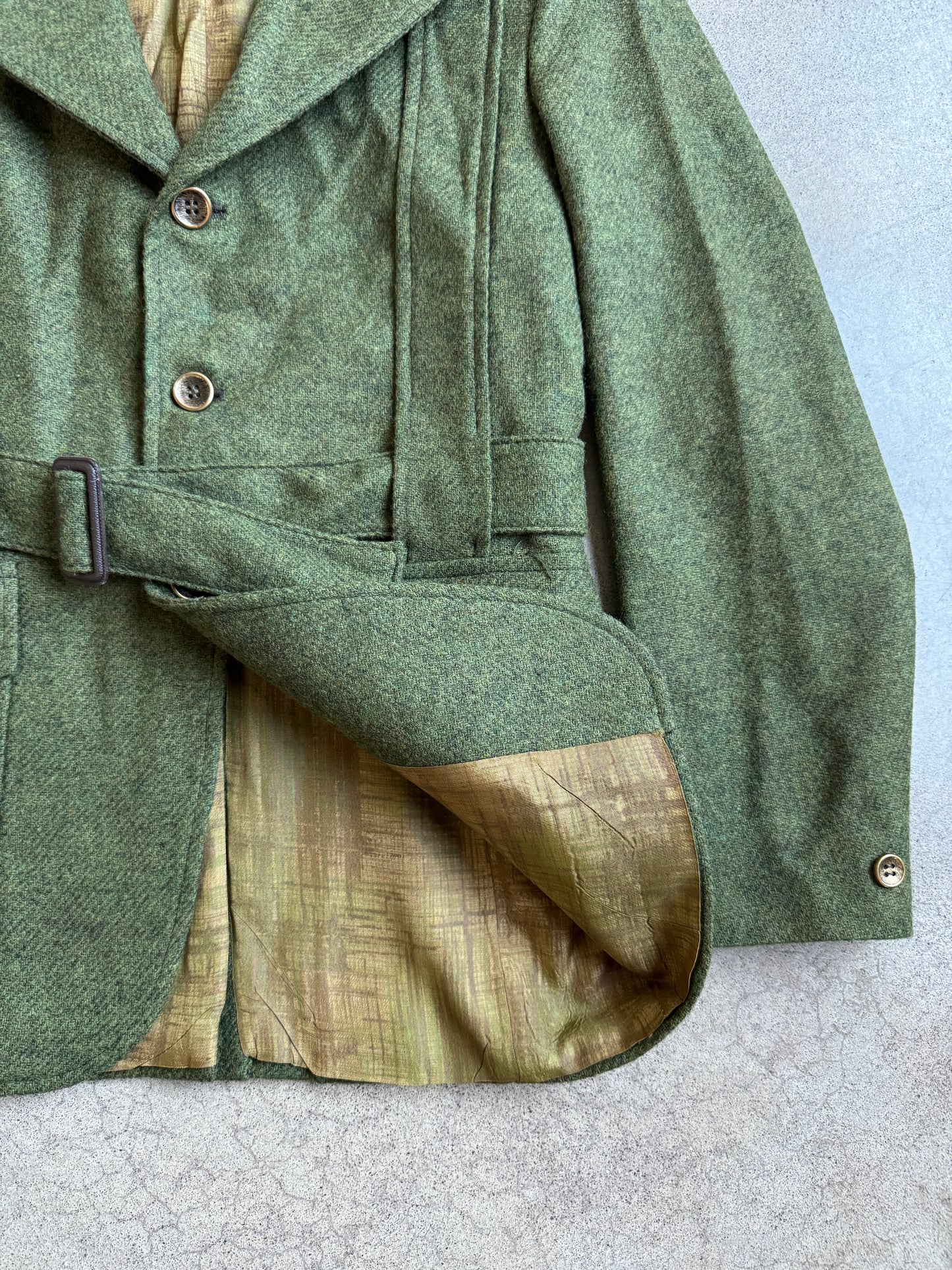 Vintage 1960s Santone Green Wool Belted Jacket | XS