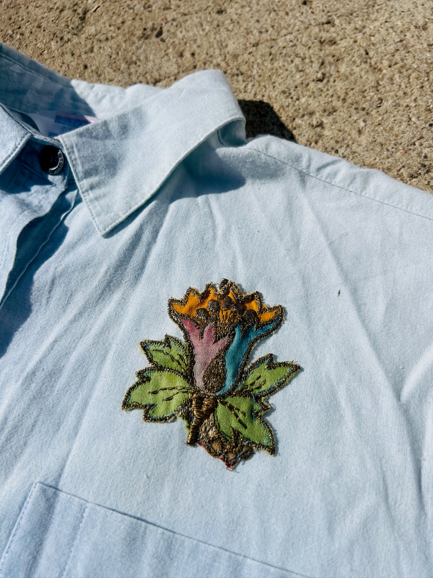 Vintage Stefano Embroidered Button-Up Short Sleeve Shirt | Large
