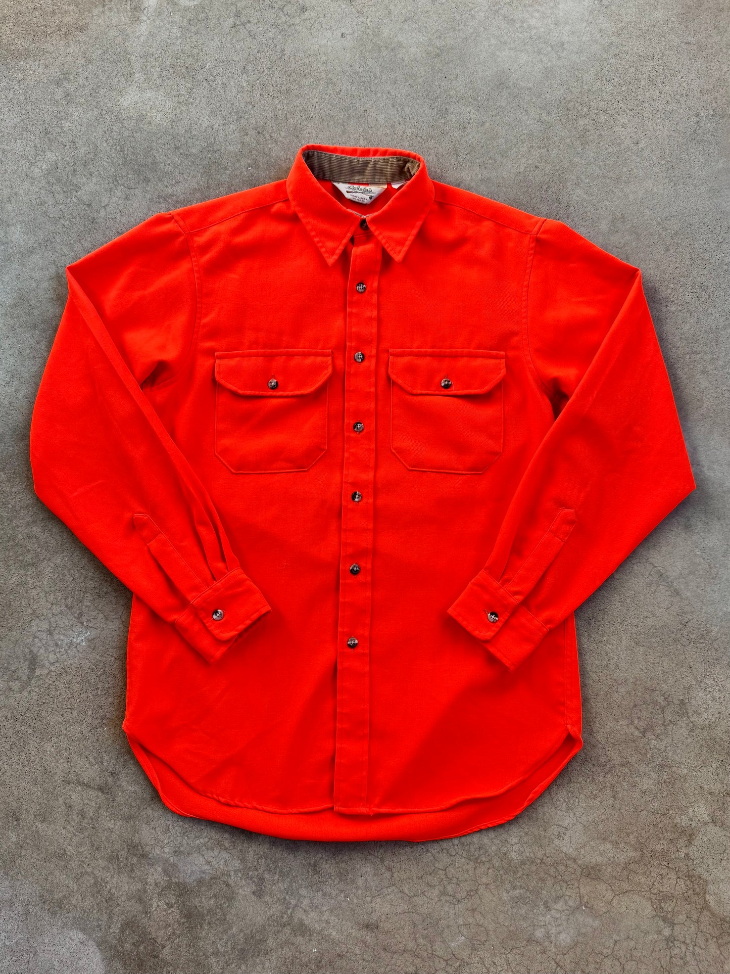 Vintage 1980s Cabela's Orange Button-Up Hunting Shirt | Medium