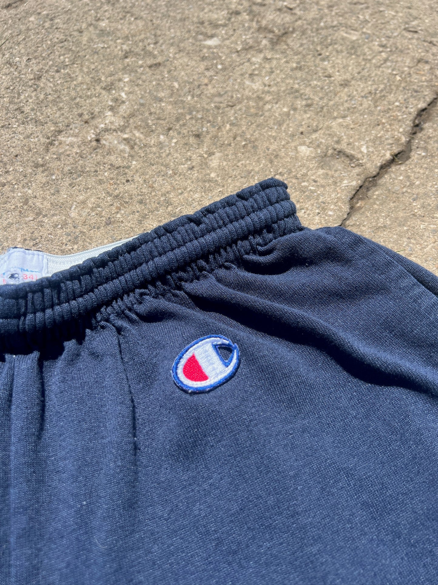 Vintage 1990s Champion Navy Cotton Gym Shorts | Medium