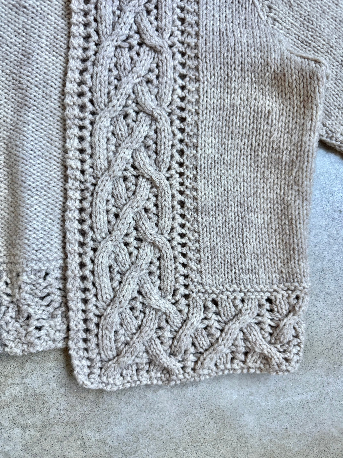 Vintage Handmade Grey Cable Knit Cropped Open Cardigan | S/M