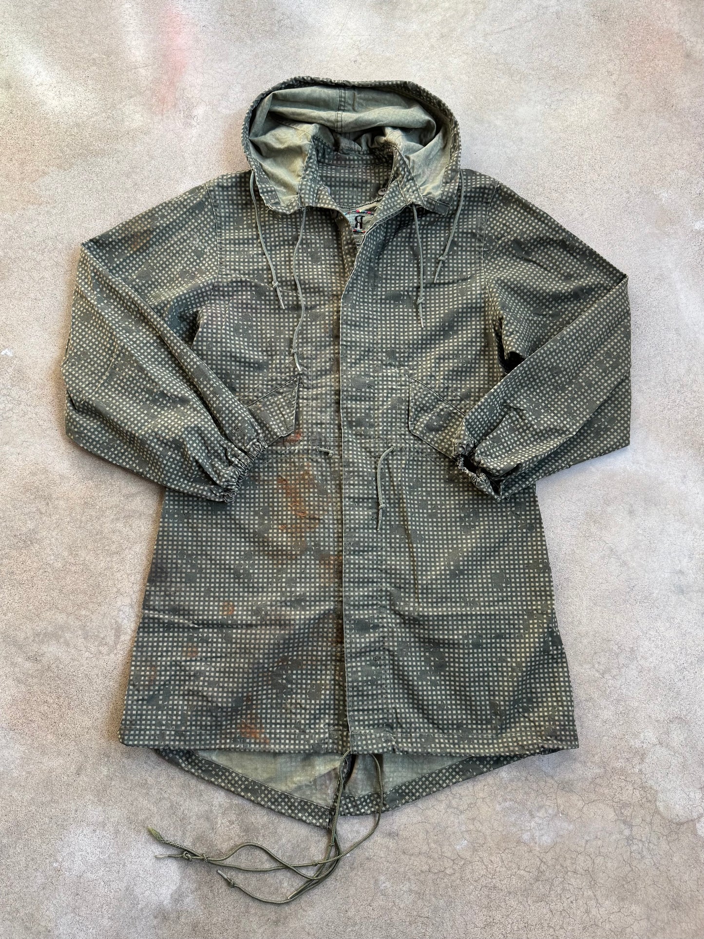 Vintage Military Issue Night Camouflage Hooded Parka | Operation Desert Storm Embroidered Back