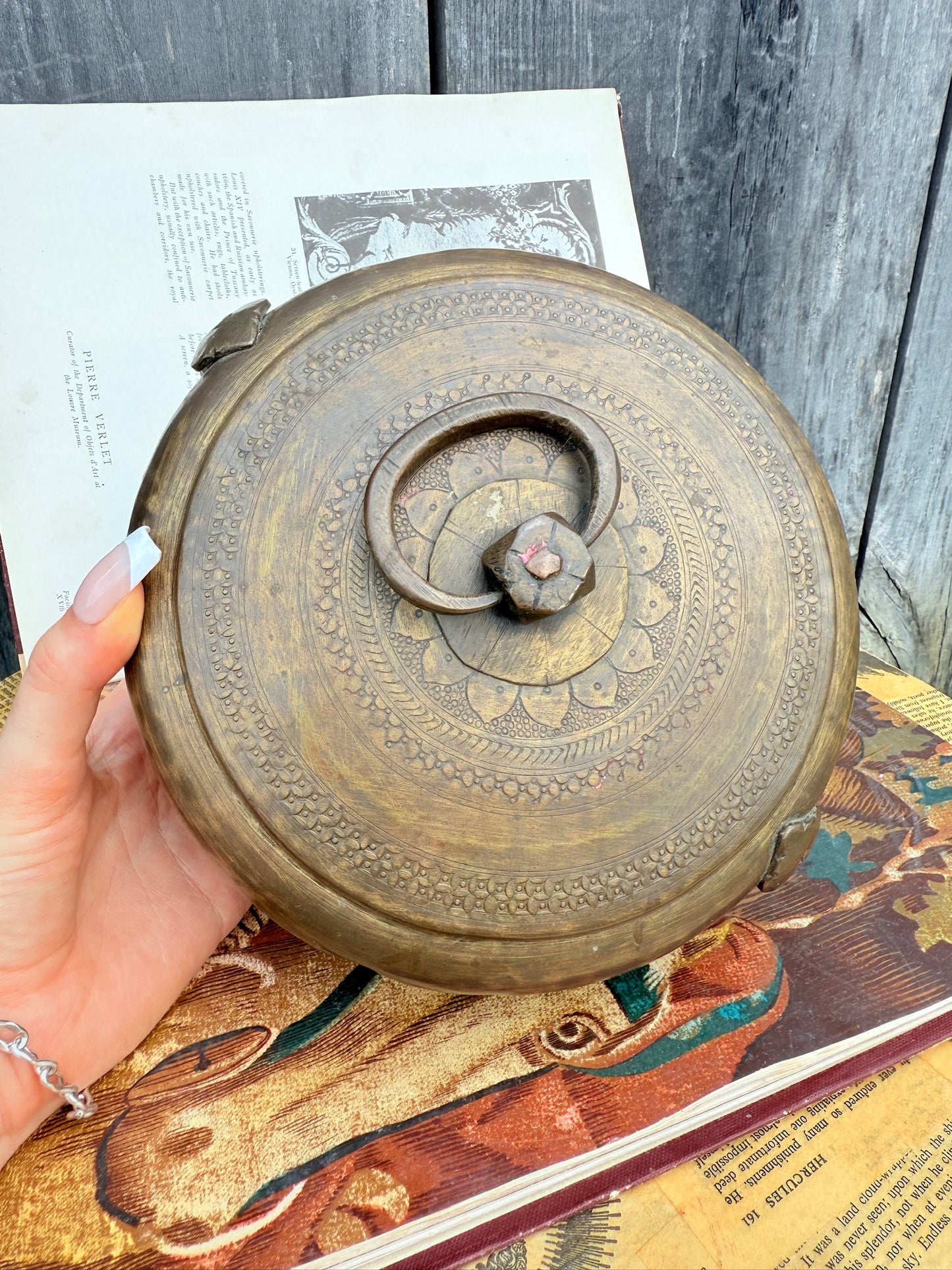 Antique Style Solid Brass Indian Chapati Round Box
