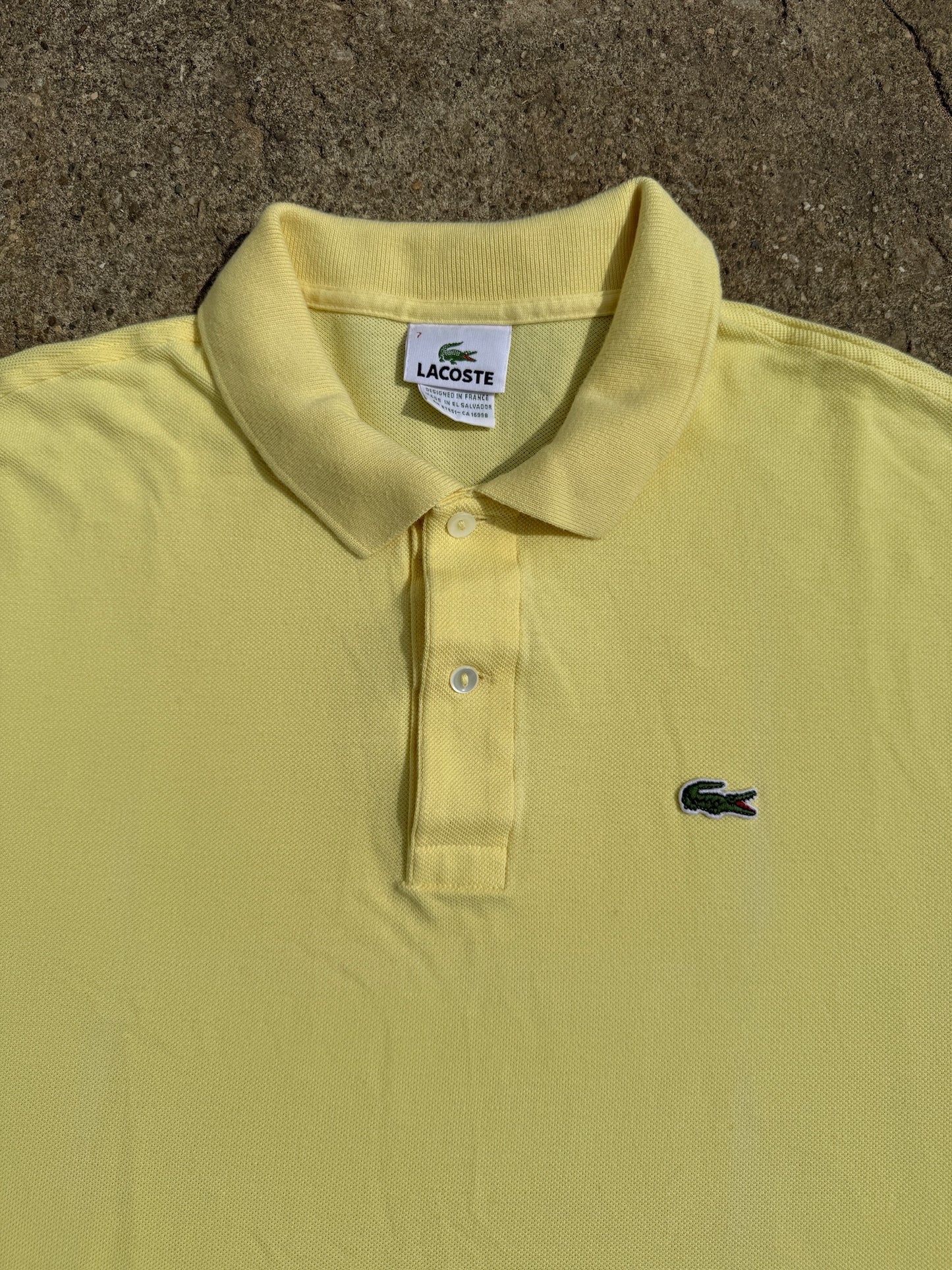 Vintage 1990s Lacoste Yellow Cotton Polo Shirt | XL