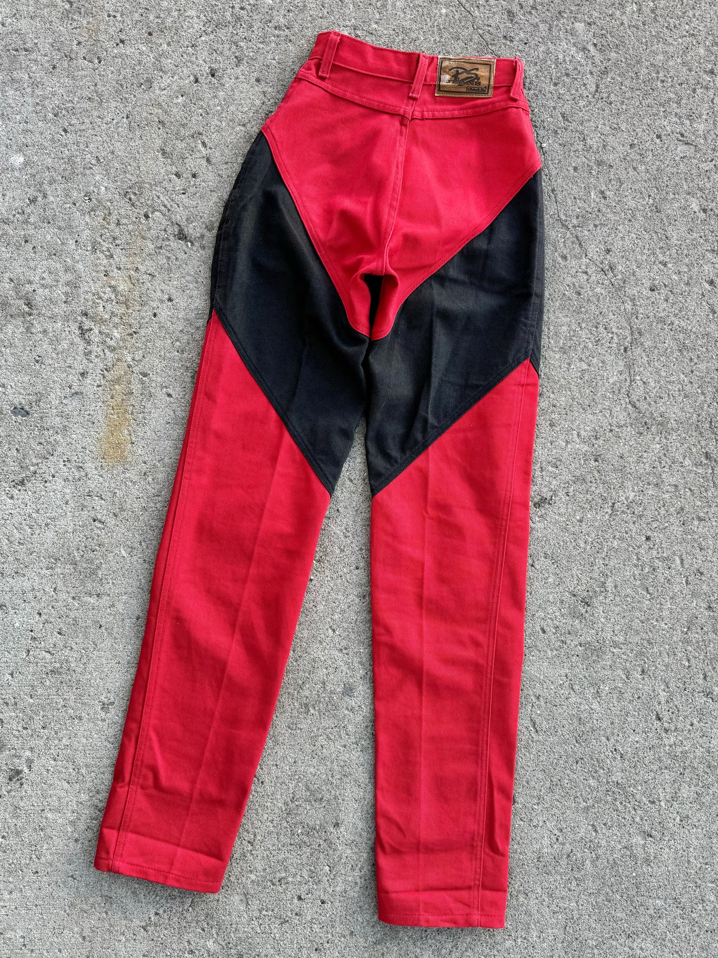 Vintage Panhandle Slim Red & Black High-Waisted Jeans | XS
