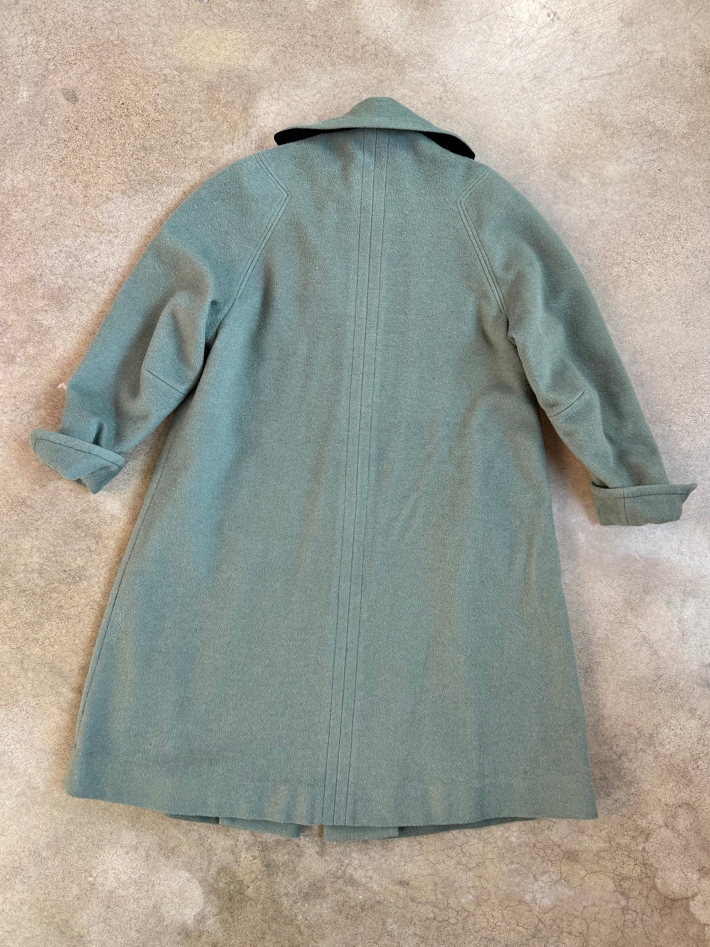Vintage 1940s Miss Mode Mint Green Wool Swing Coat | Medium