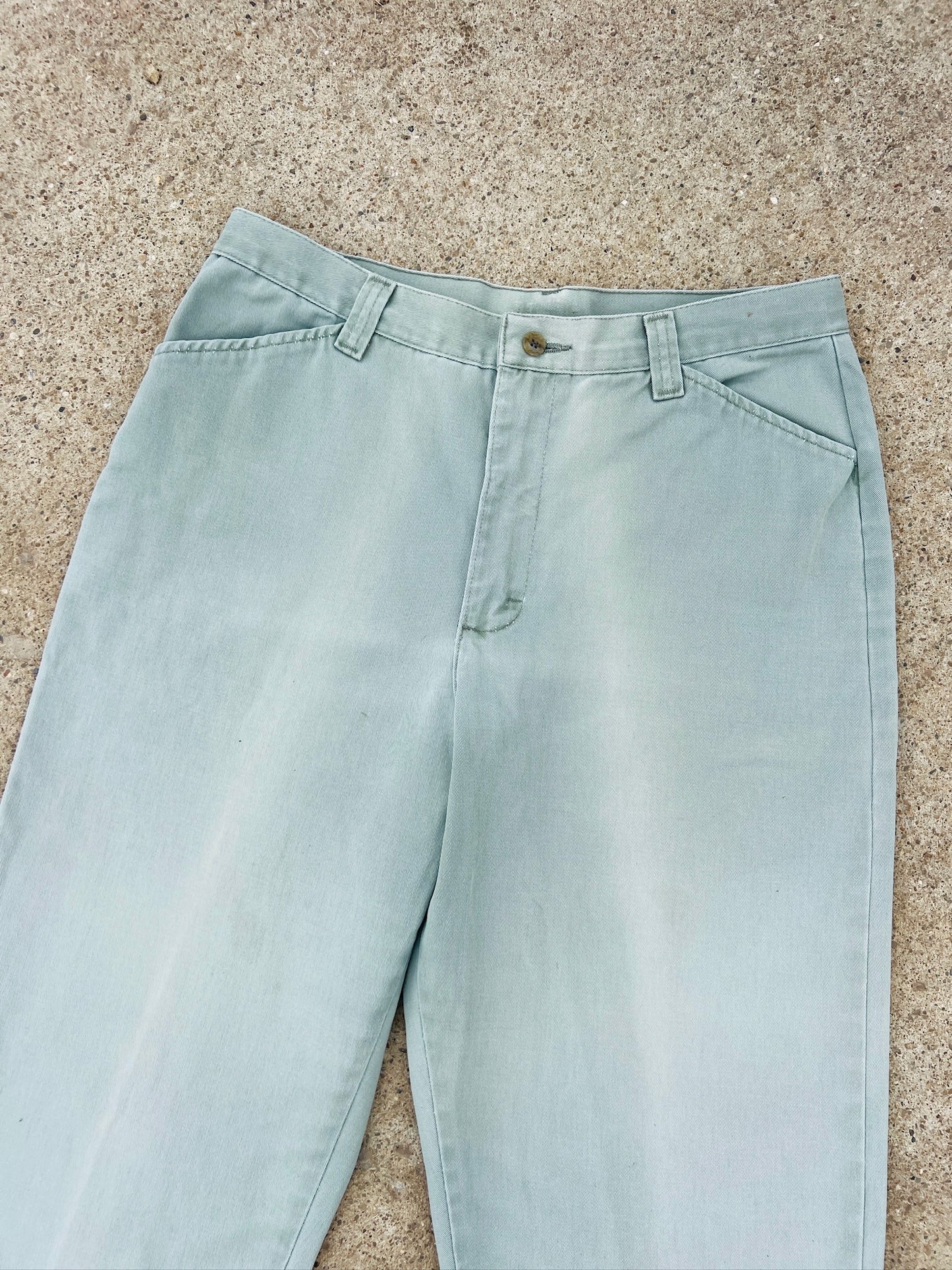 Vintage 1990s Lee Riders Faded Sage Khaki Trousers | Waist 33”