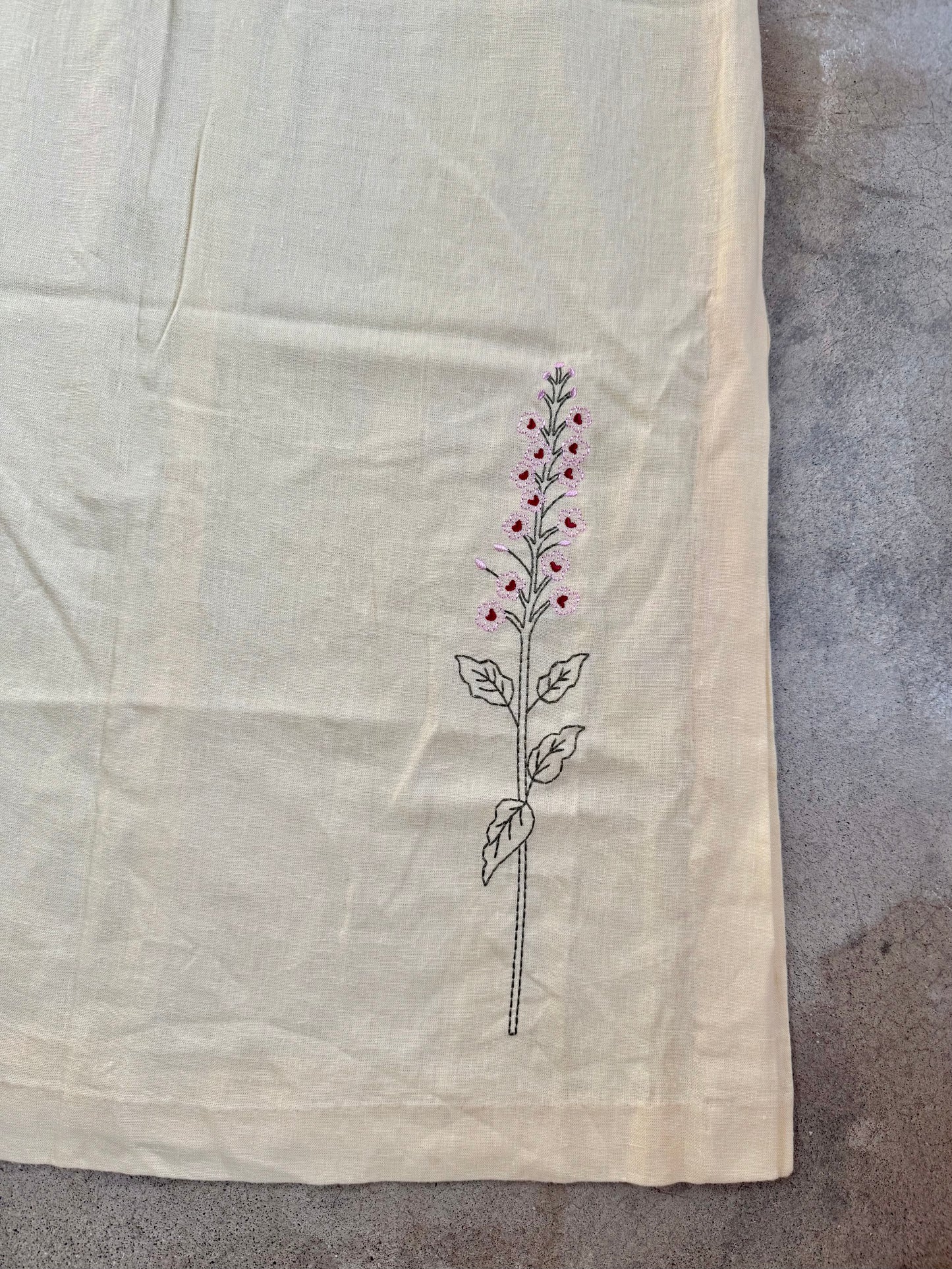 Vintage 1980s Virgo II Yellow Floral Embroidered Linen Maxi Dress | Large