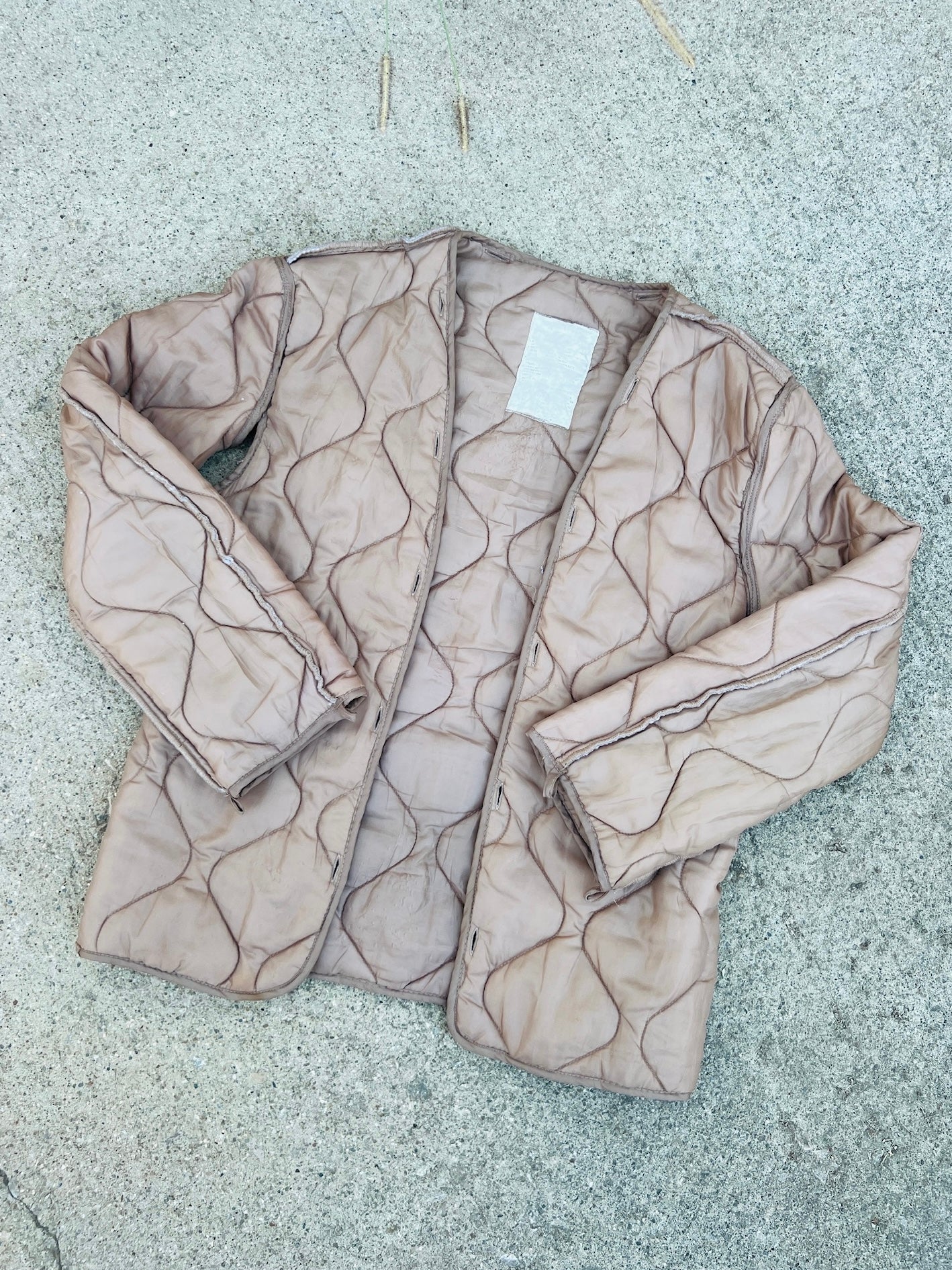 Vintage 1960s/70s Brown Quilted Jacket Liner | Large
