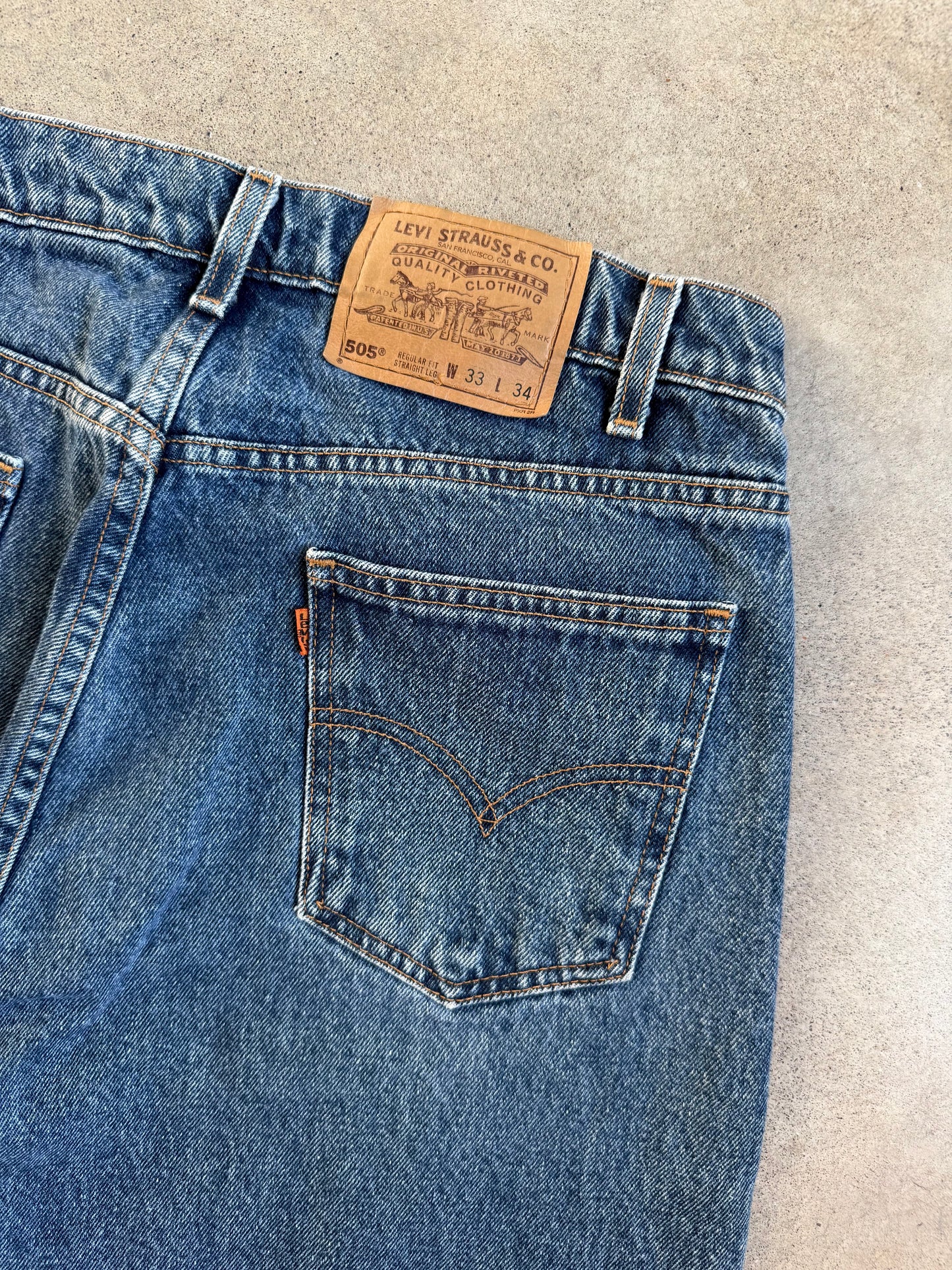 Vintage 1980s Levi's Orange Tab 505 Regular Fit Medium Wash Jeans | 33x34