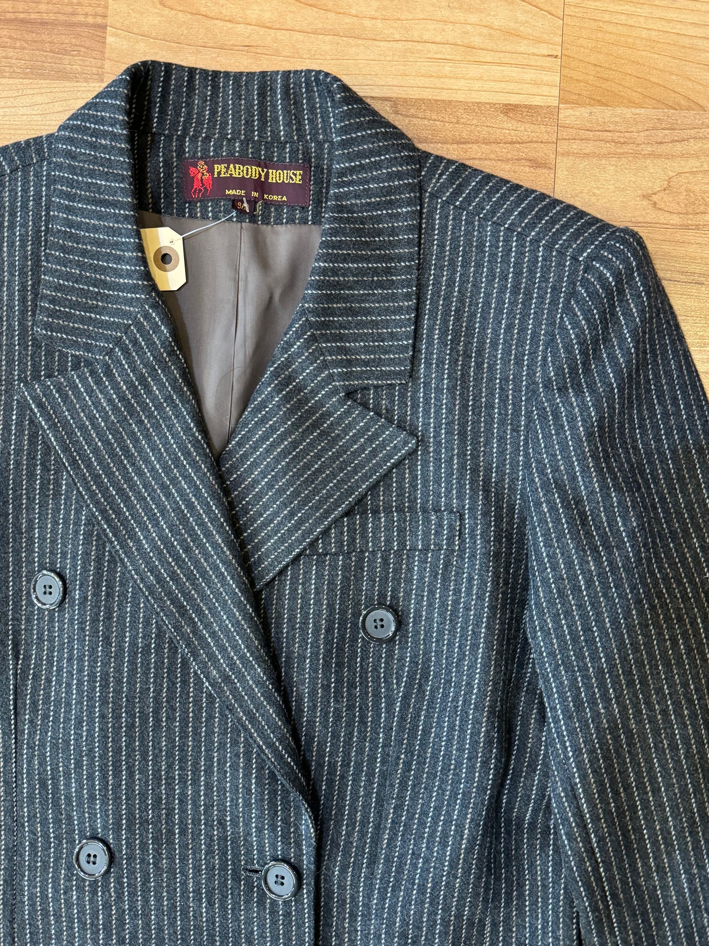 Vintage Peabody House Pinstripe Longline Jacket | Medium