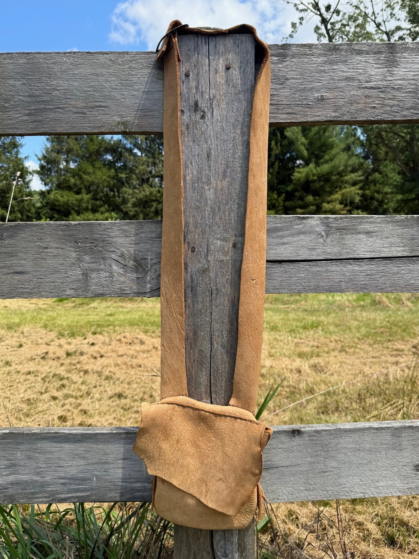Vintage 1960s Handmade Deerskin Suede Leather Crossbody Bag
