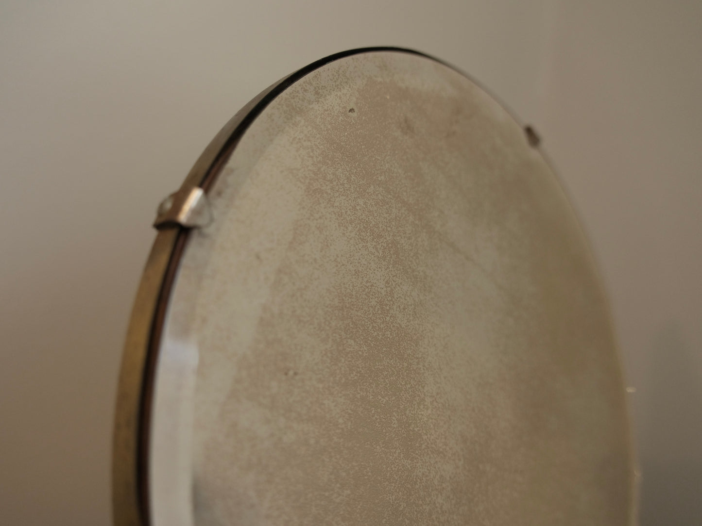 Vintage 1920s/30s Circular Brass Pedestal Mirror