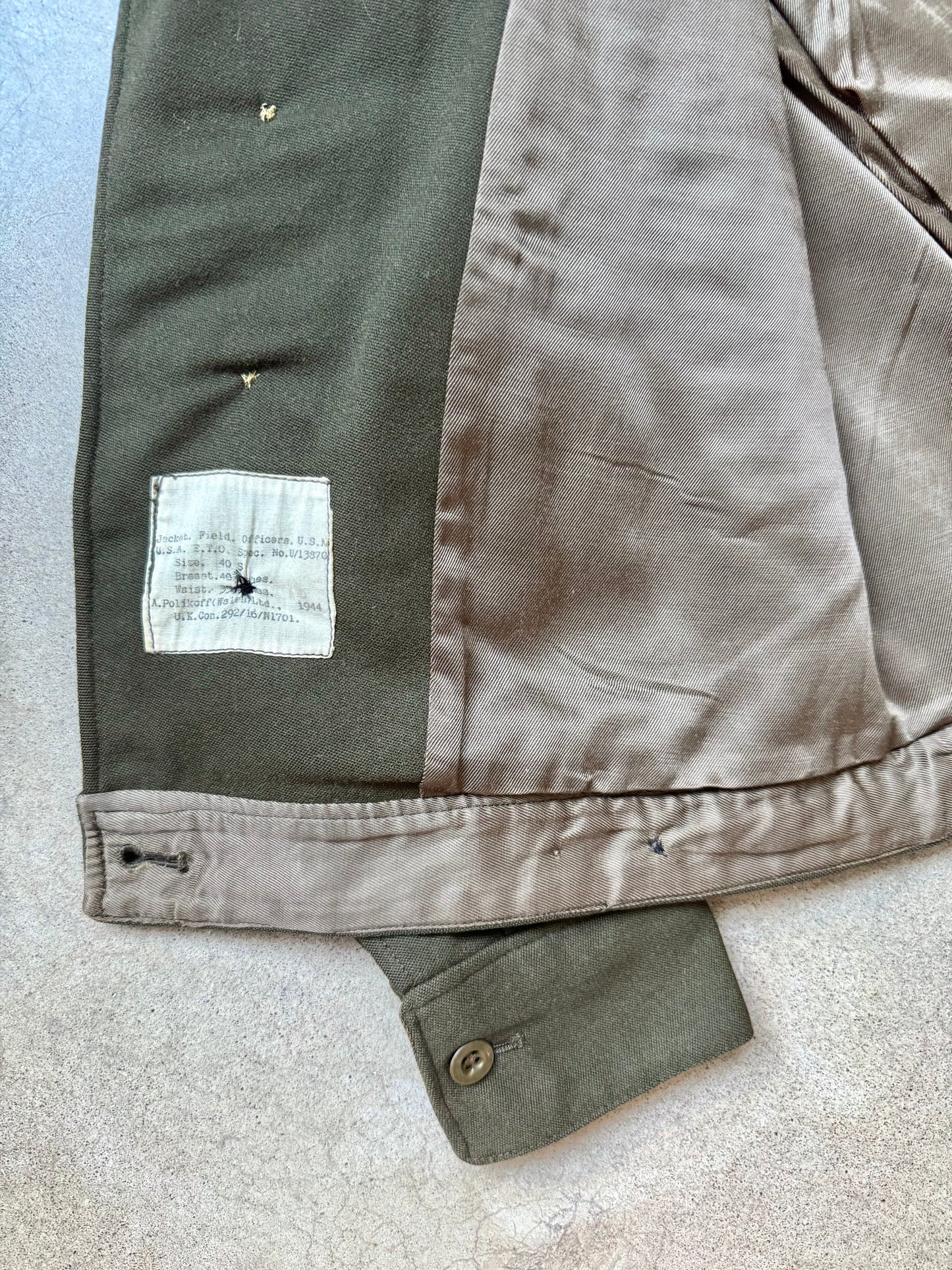 Vintage 1944 WWII U.S. Army 8th Air Force E.T.O Officer’s Field Jacket | 40S