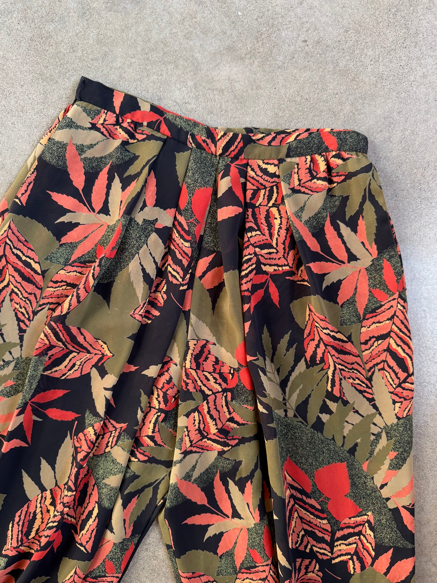 Vintage 1980s Richtone NY Tropical Leaf Print Two-Piece Set | S/M